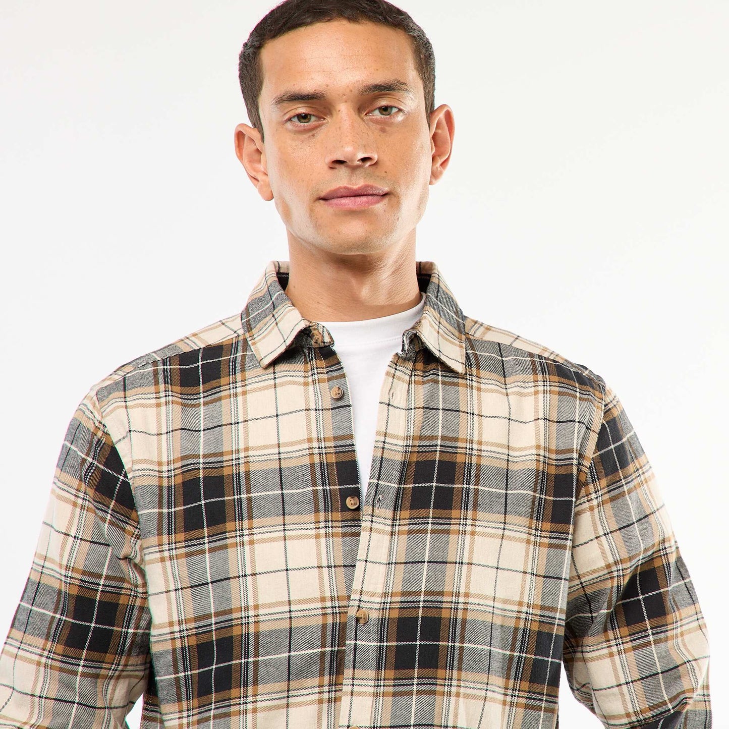 Chemise regular à carreaux BEIGE