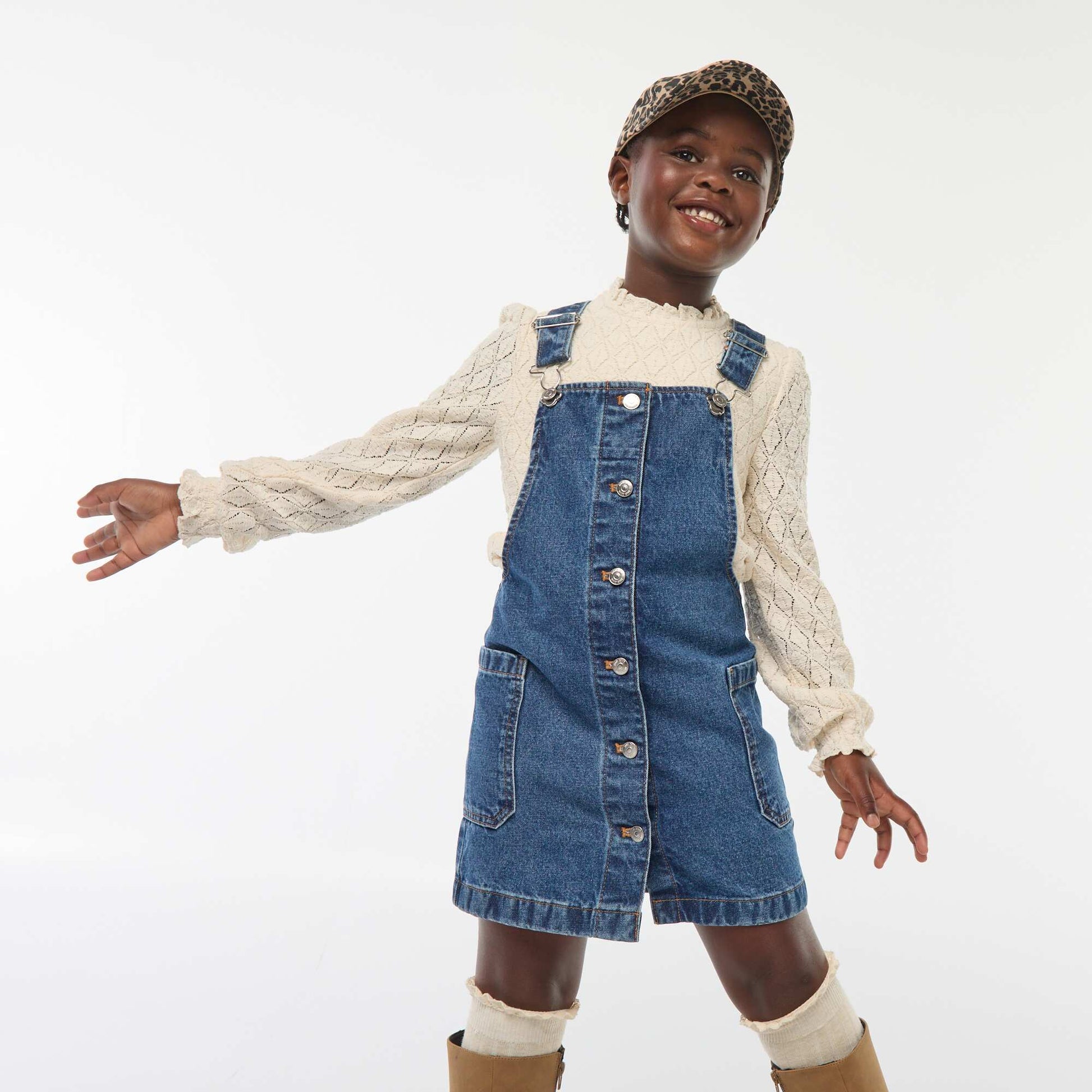 Robe salopette en jean BLEU