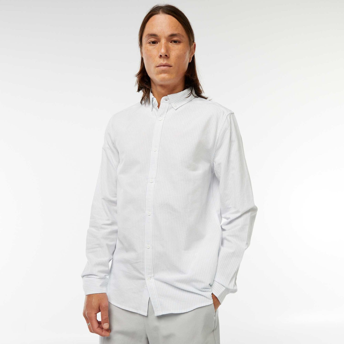Chemise Oxford avec motif à rayures BLEU