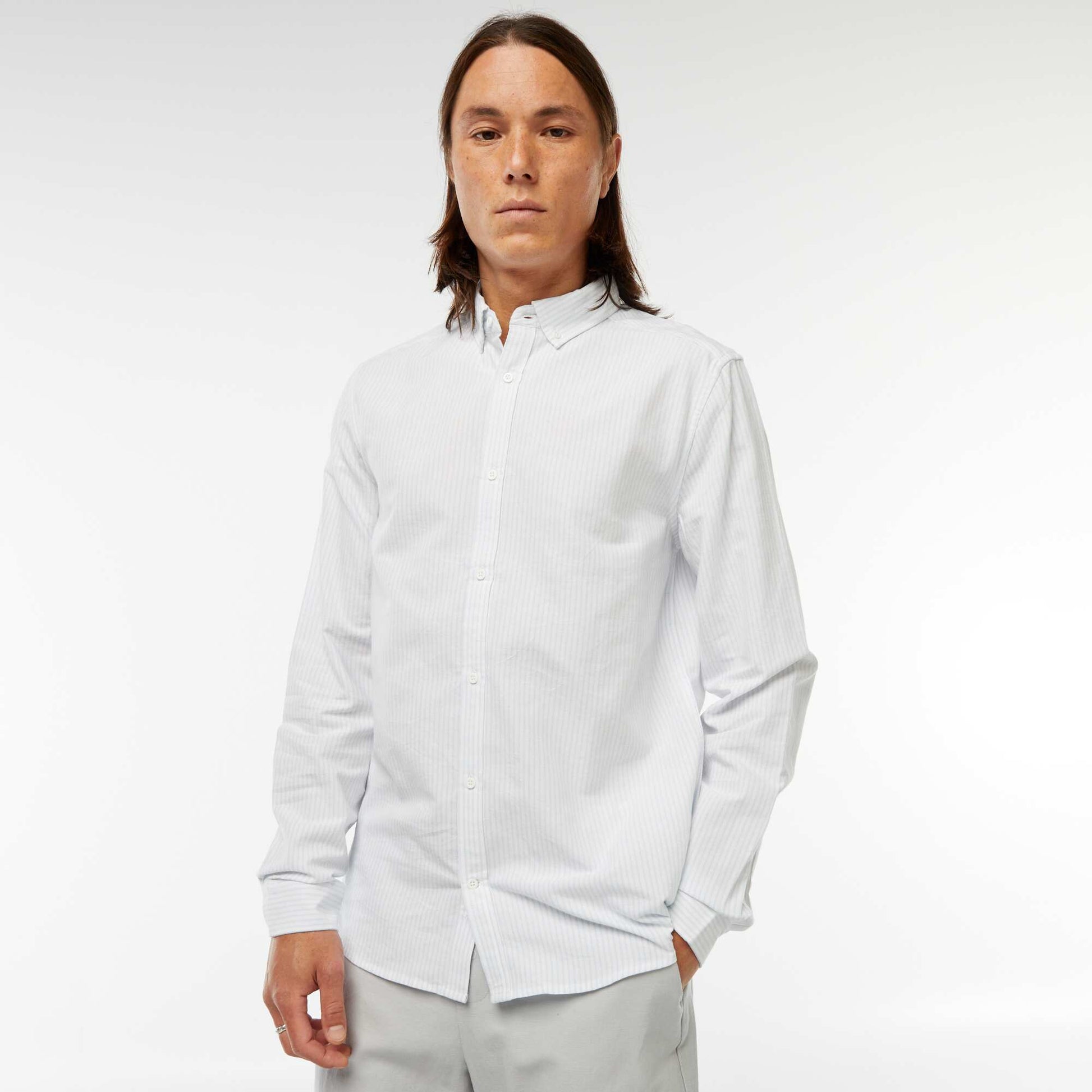 Chemise Oxford avec motif à rayures BLEU