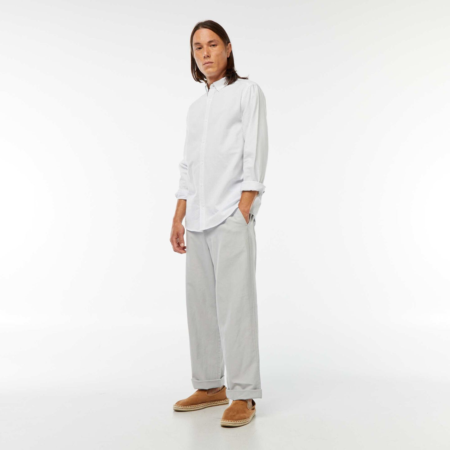 Chemise Oxford avec motif à rayures BLEU