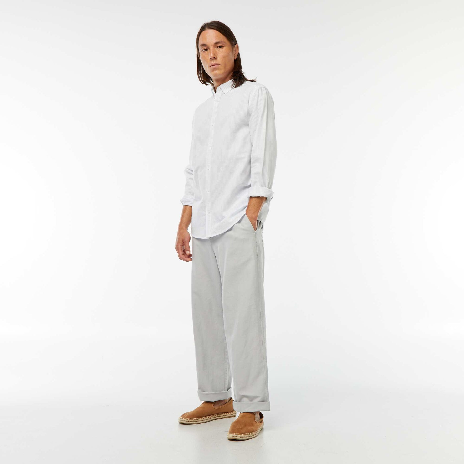 Chemise Oxford avec motif à rayures BLEU