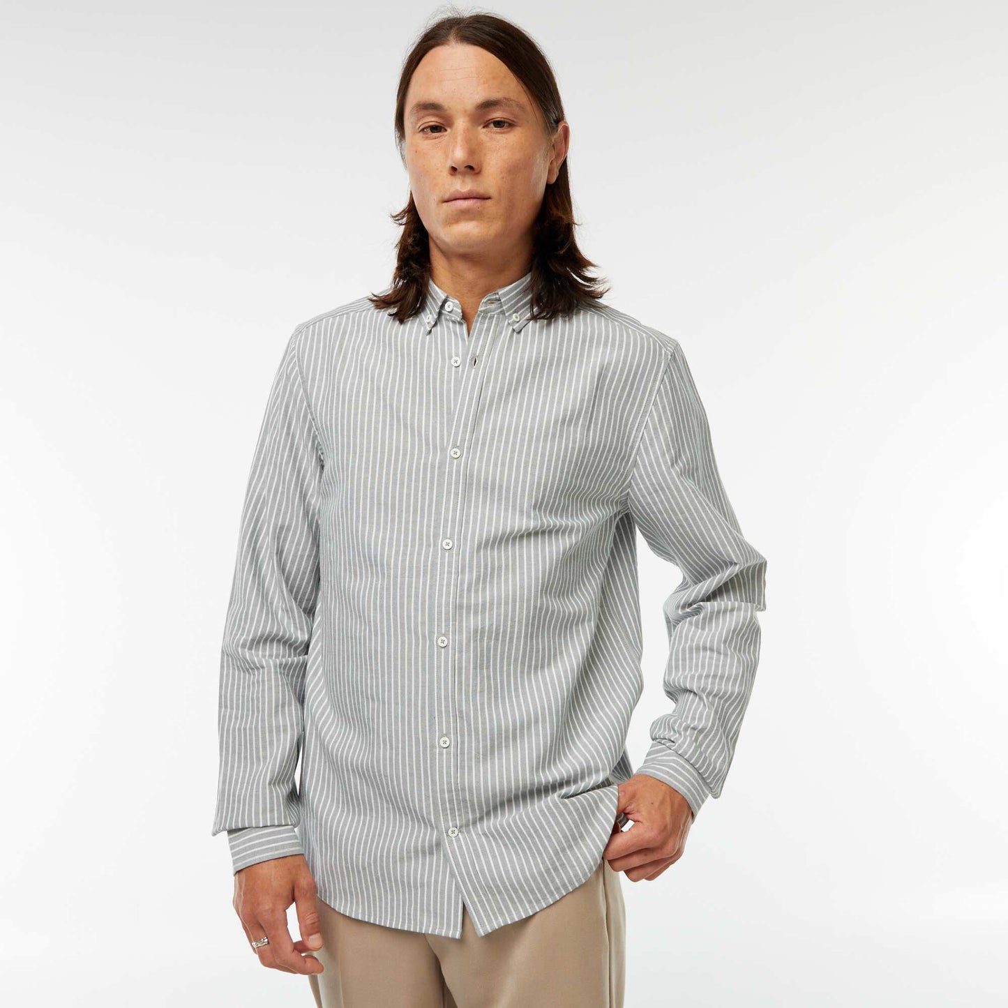 Chemise Oxford avec motif à rayures VERT