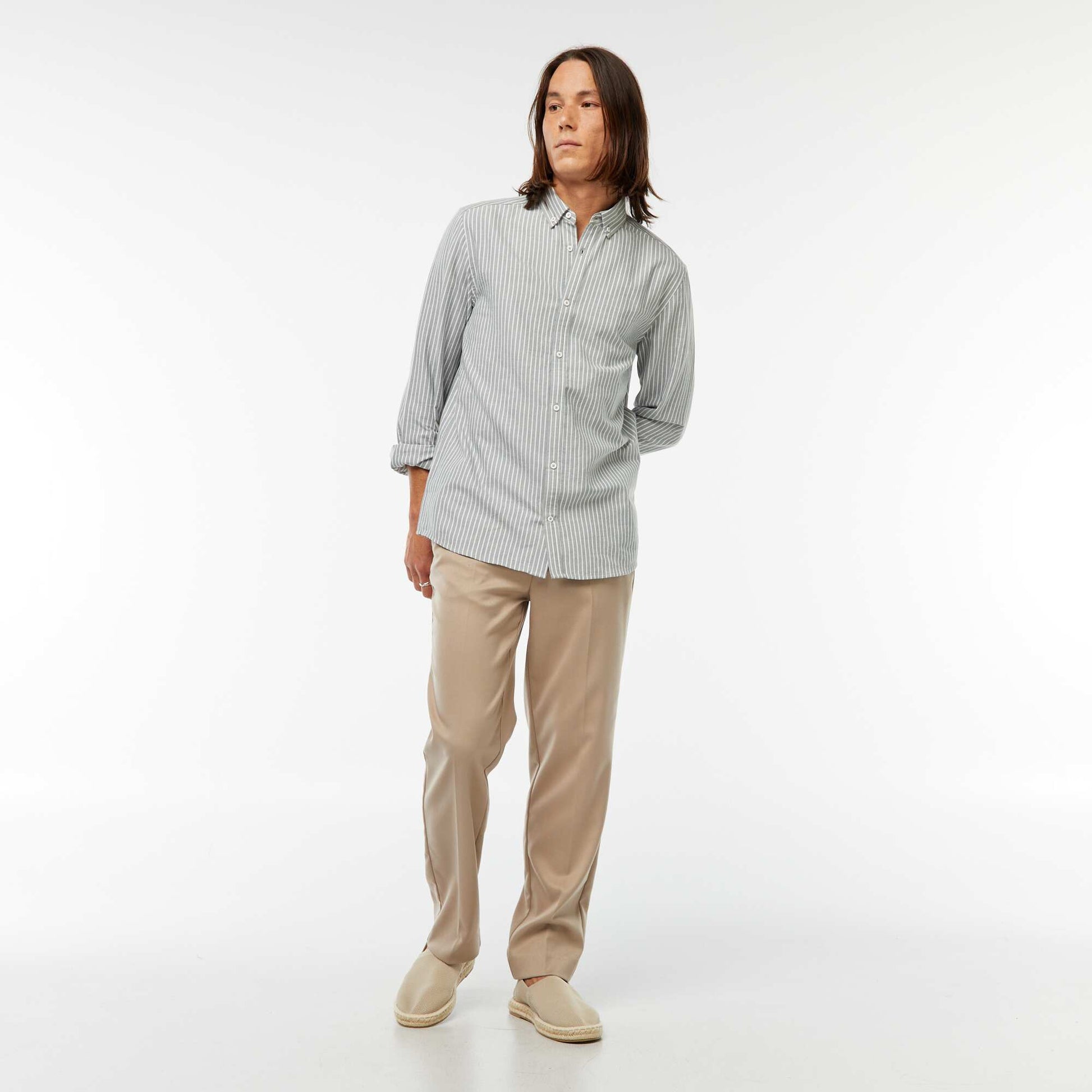 Chemise Oxford avec motif à rayures VERT