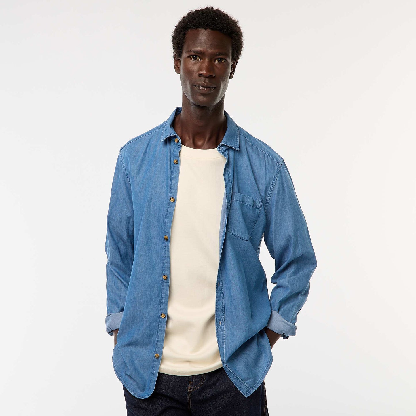 Chemise en jean uni BLEU