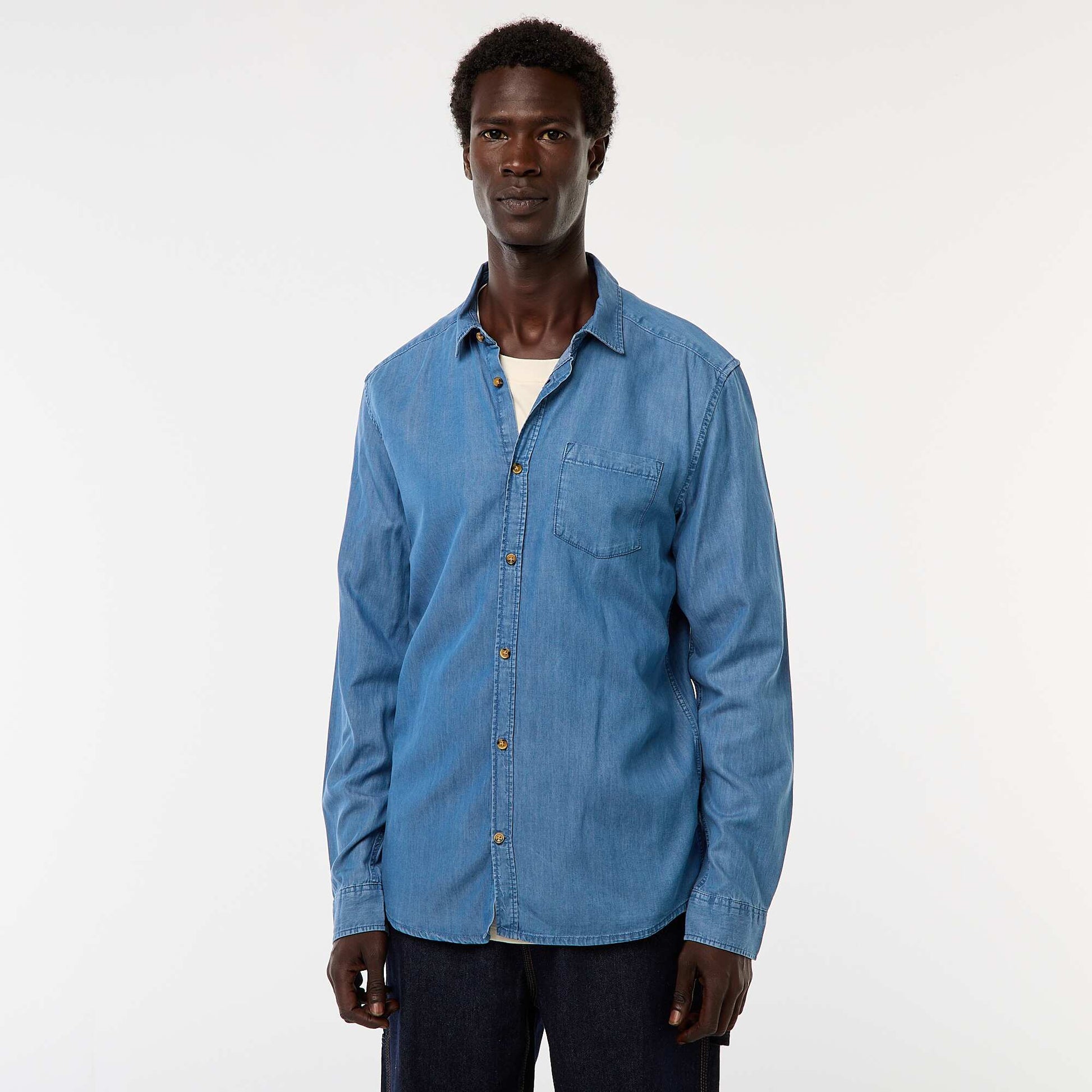 Chemise en jean uni BLEU