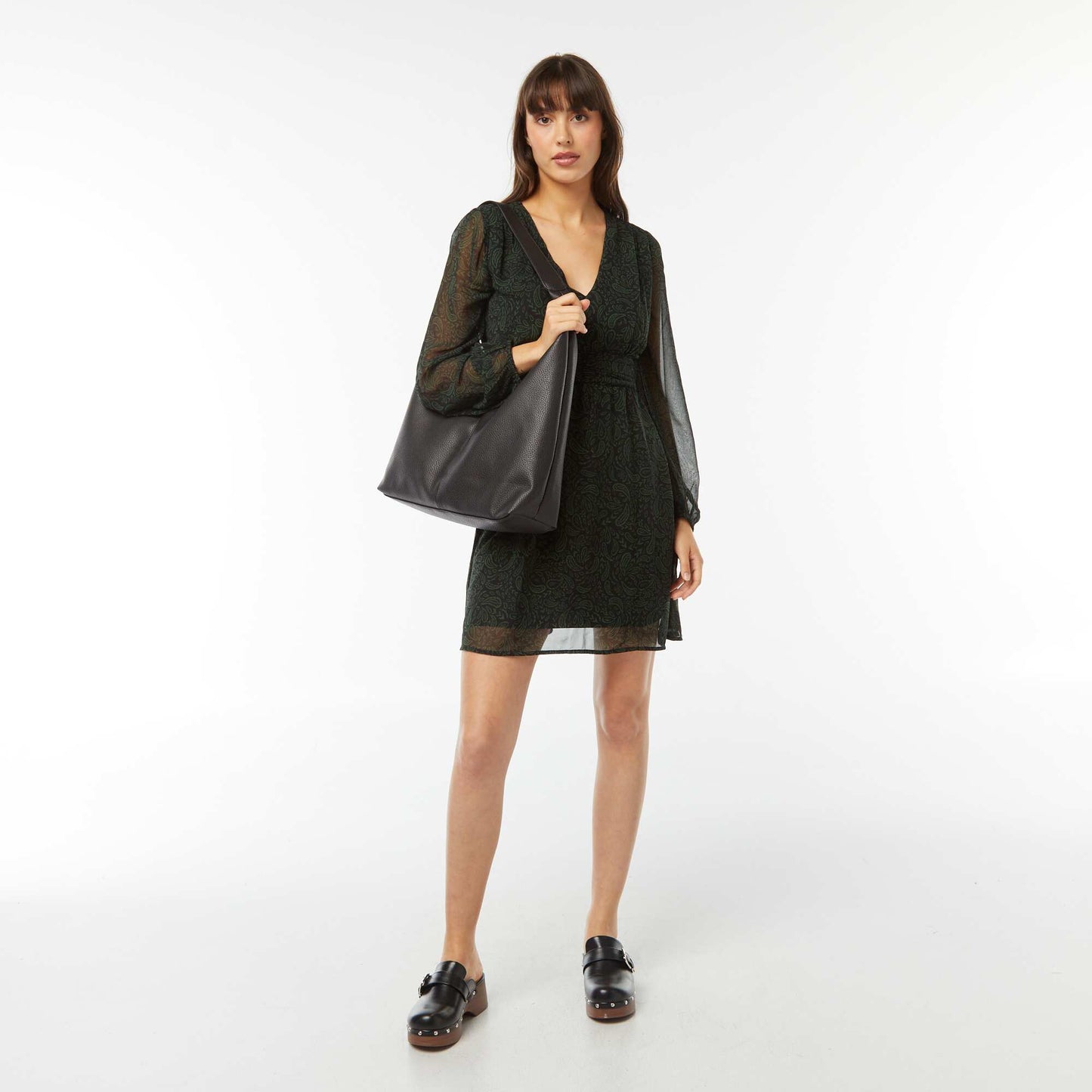 Robe cintrée en maille crêpe VERT