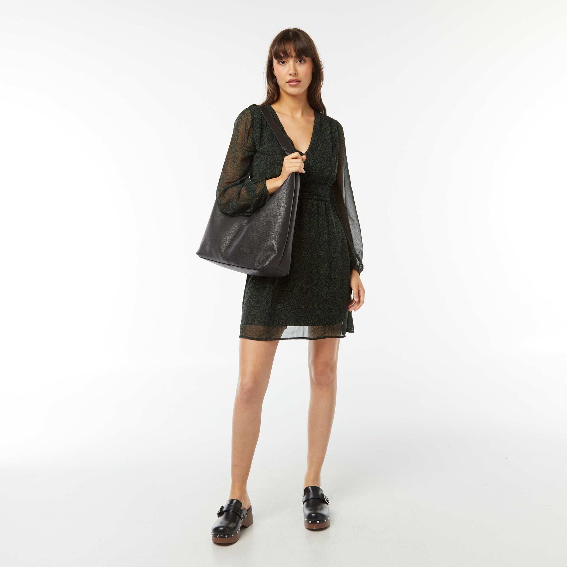 Robe cintrée en maille crêpe VERT