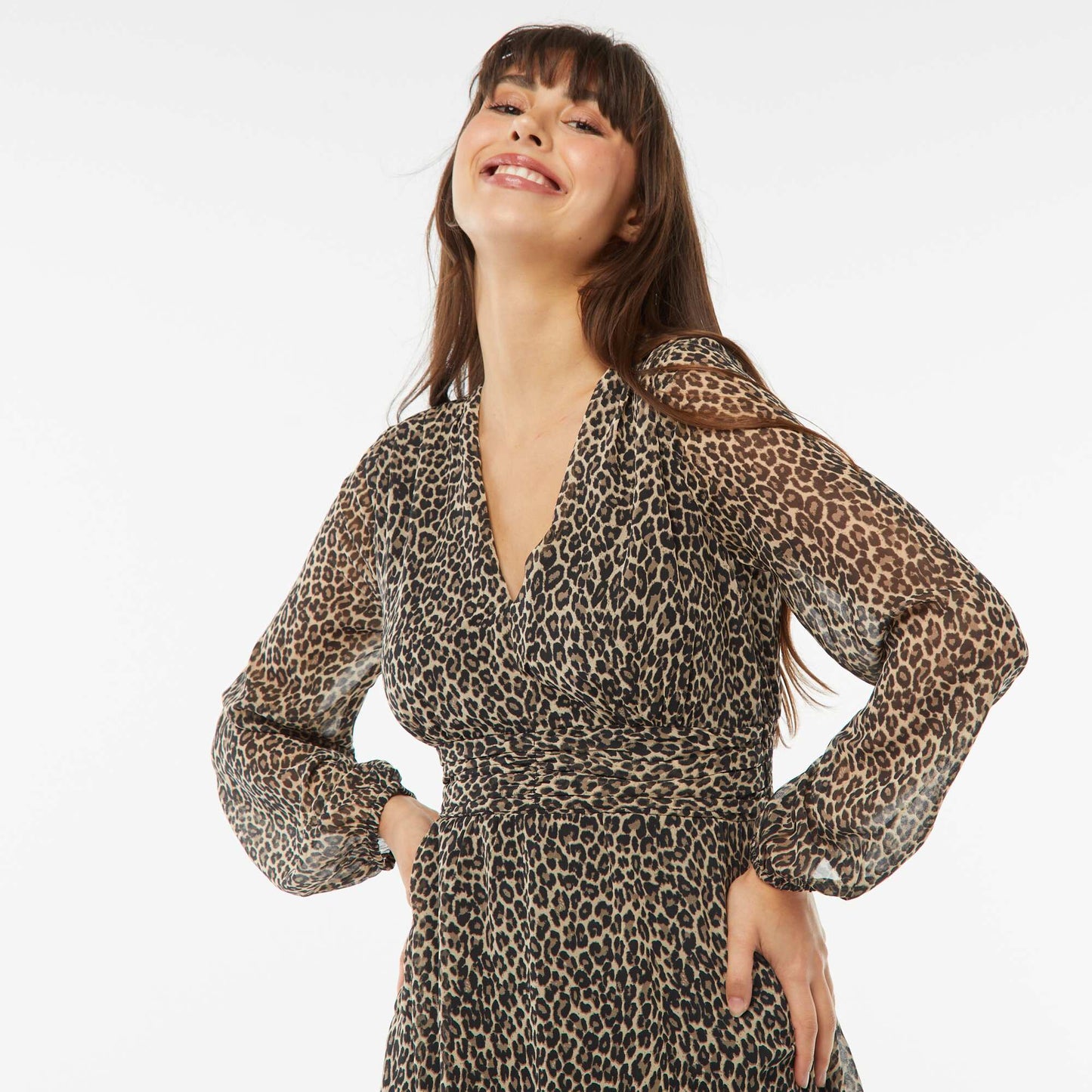 Robe cintrée en maille crêpe LéOPARD