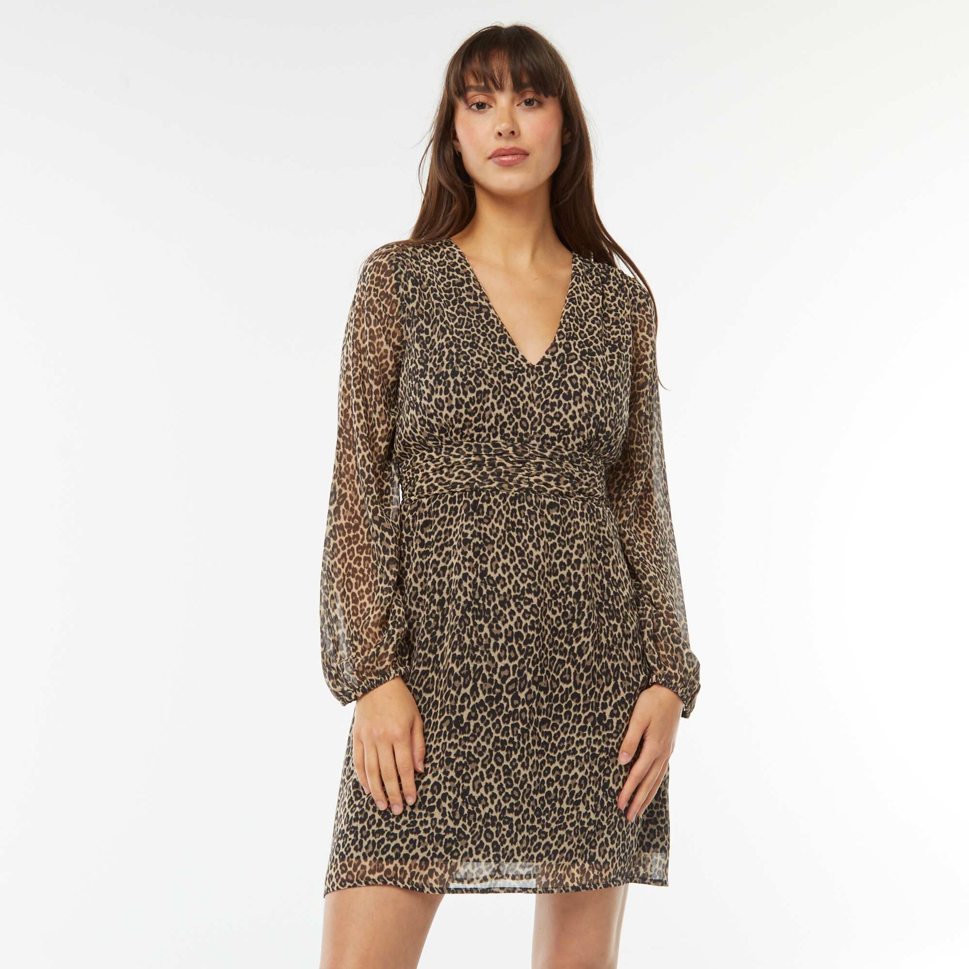 Robe cintrée en maille crêpe LéOPARD