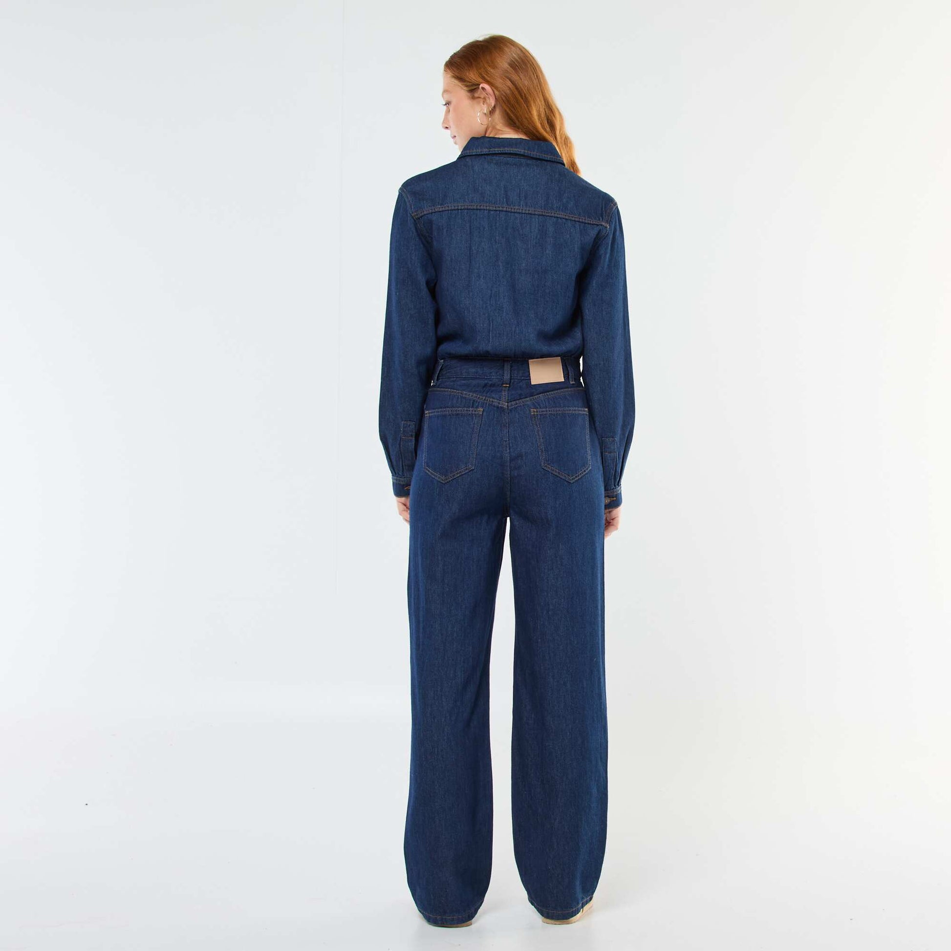 Combinaison en jean manches longues BLEU