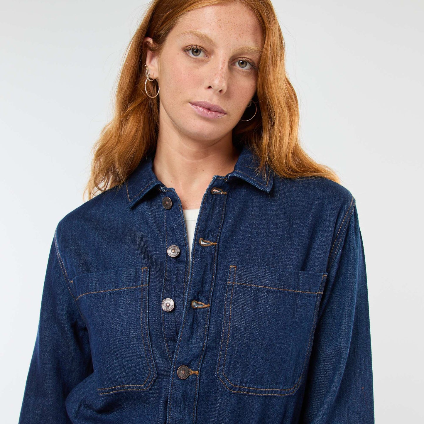 Combinaison en jean manches longues BLEU