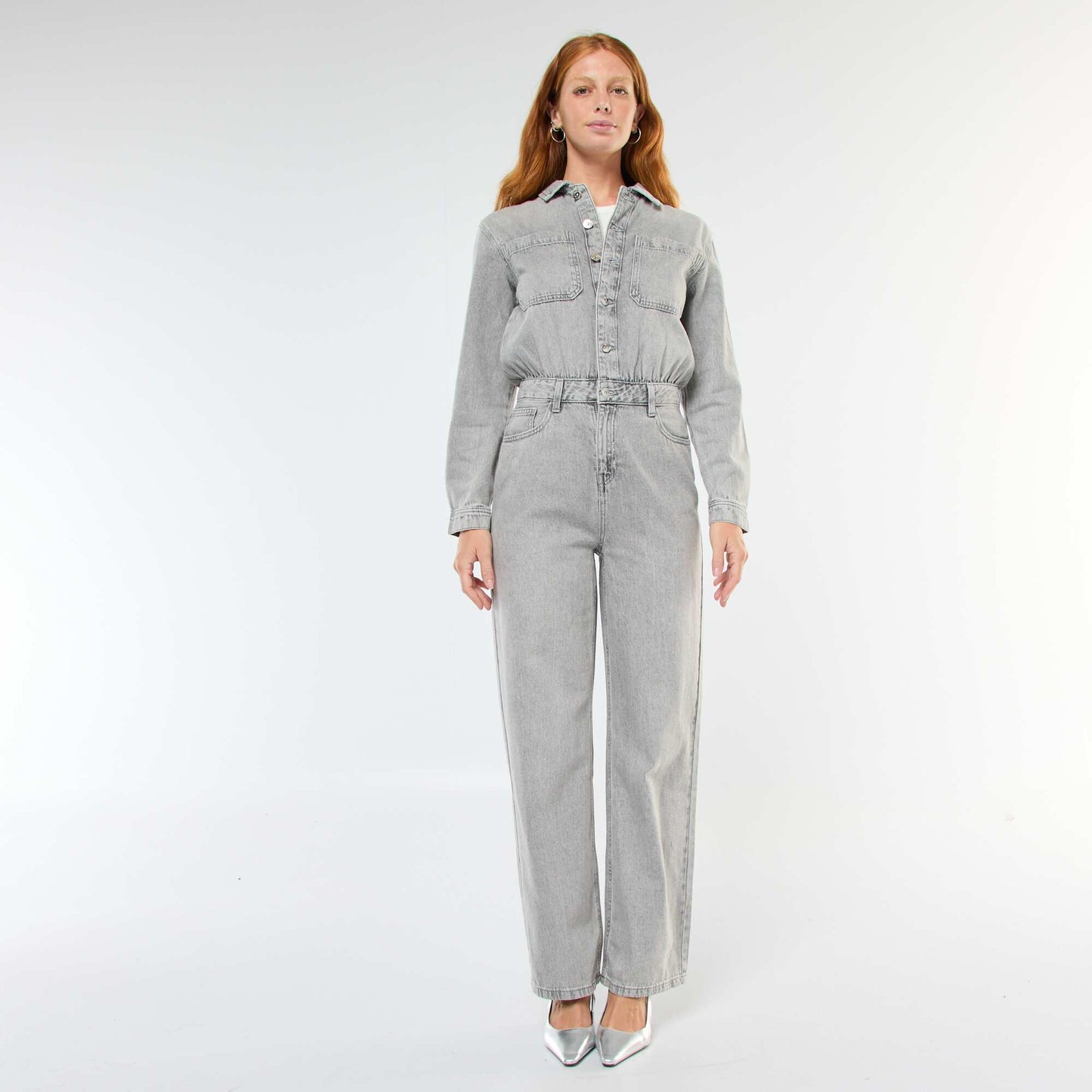 Combinaison en jean manches longues GRIS