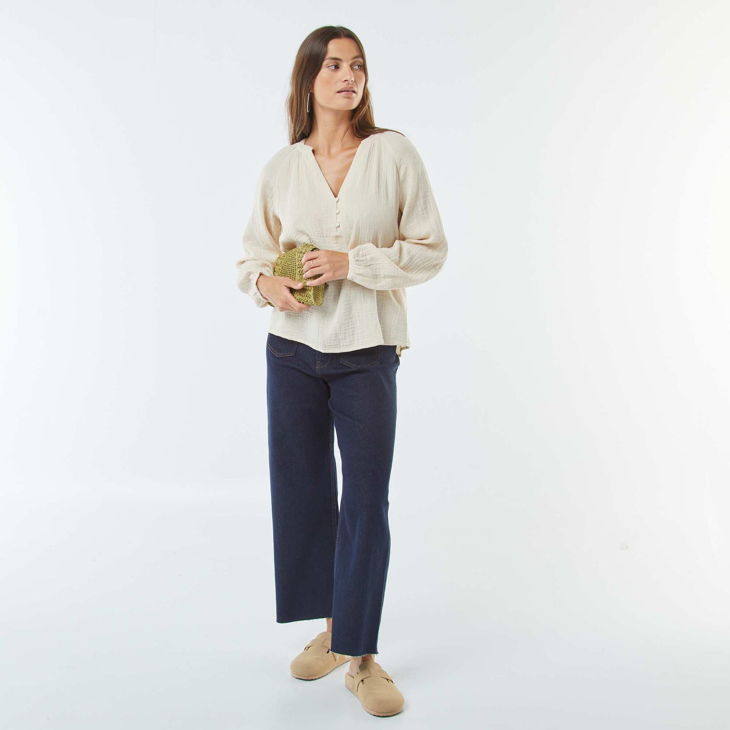 Blouse en gaze de coton BEIGE