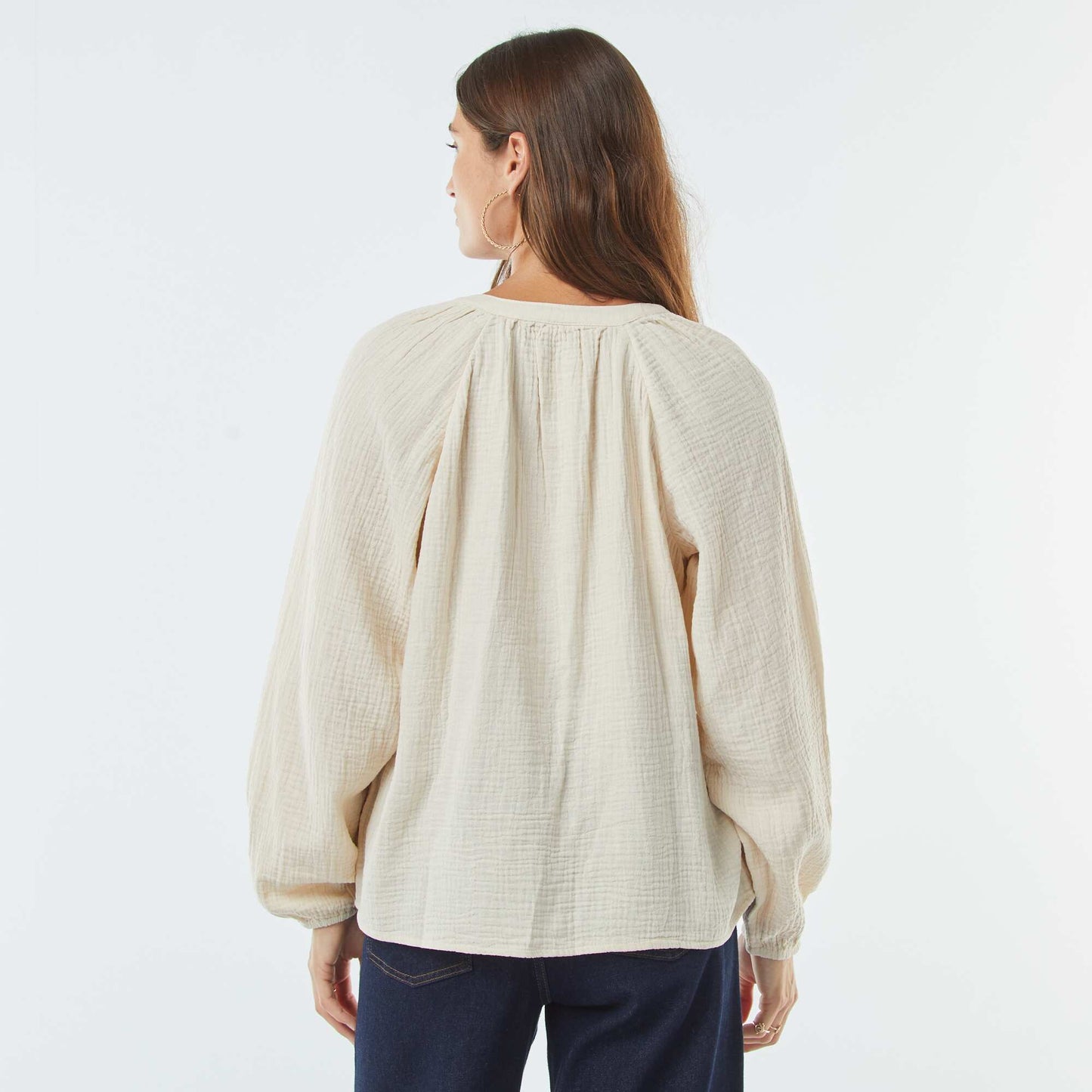 Blouse en gaze de coton BEIGE