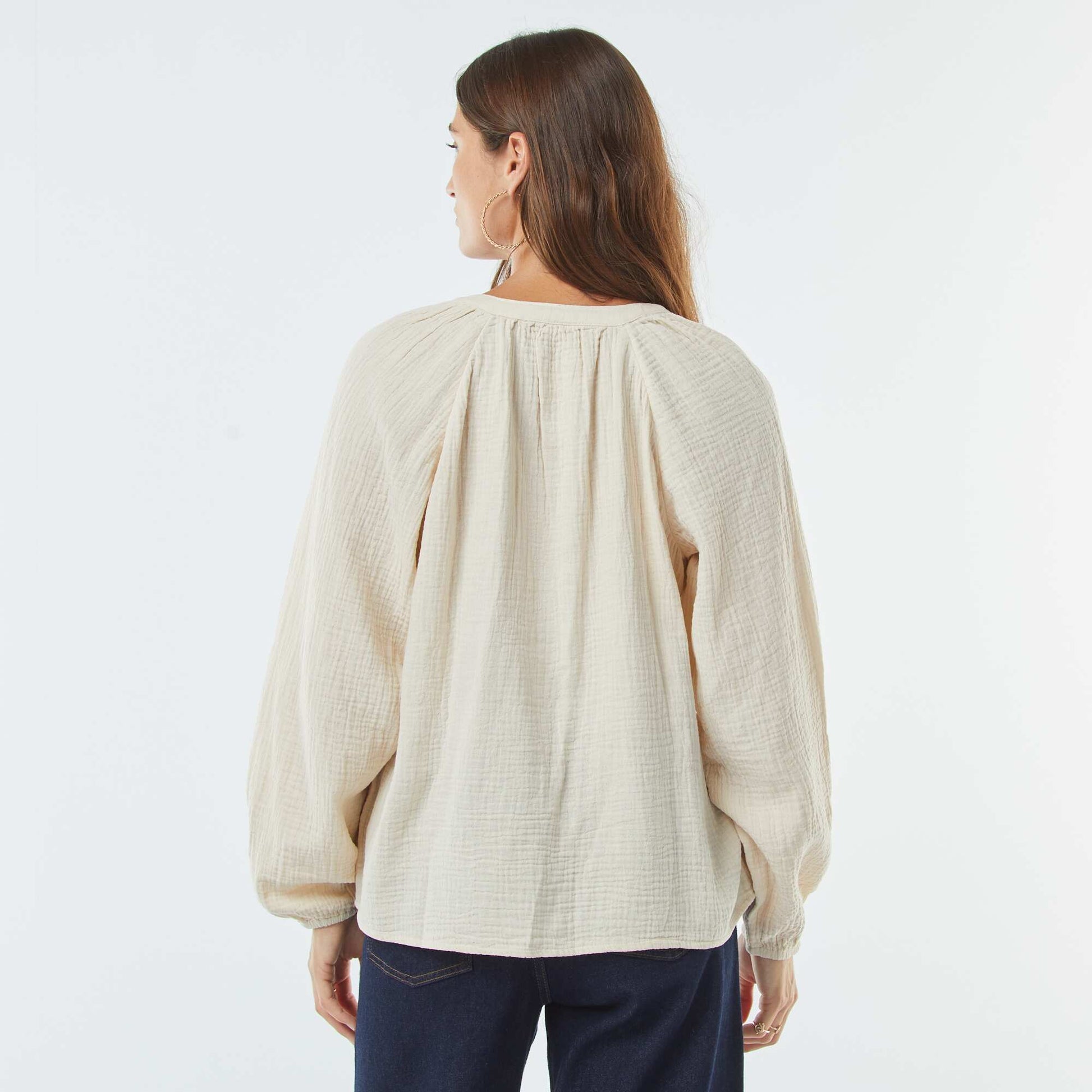 Blouse en gaze de coton BEIGE