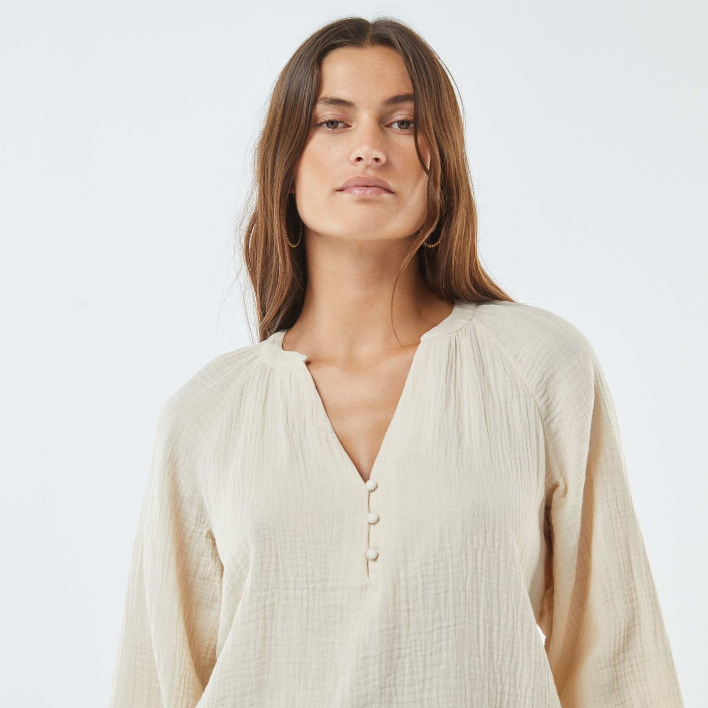 Blouse en gaze de coton BEIGE