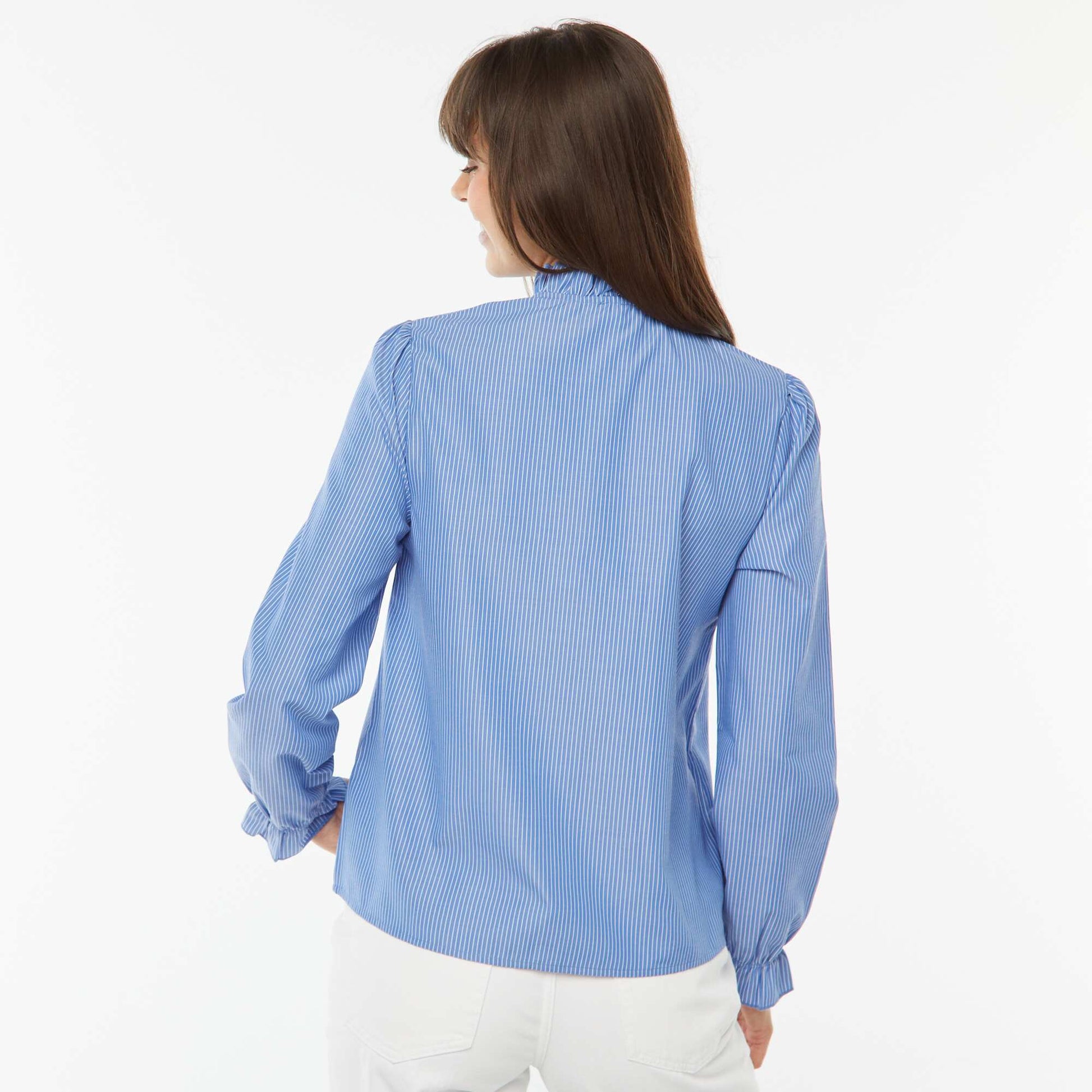 Chemise en popeline avec patte volantée BLEU