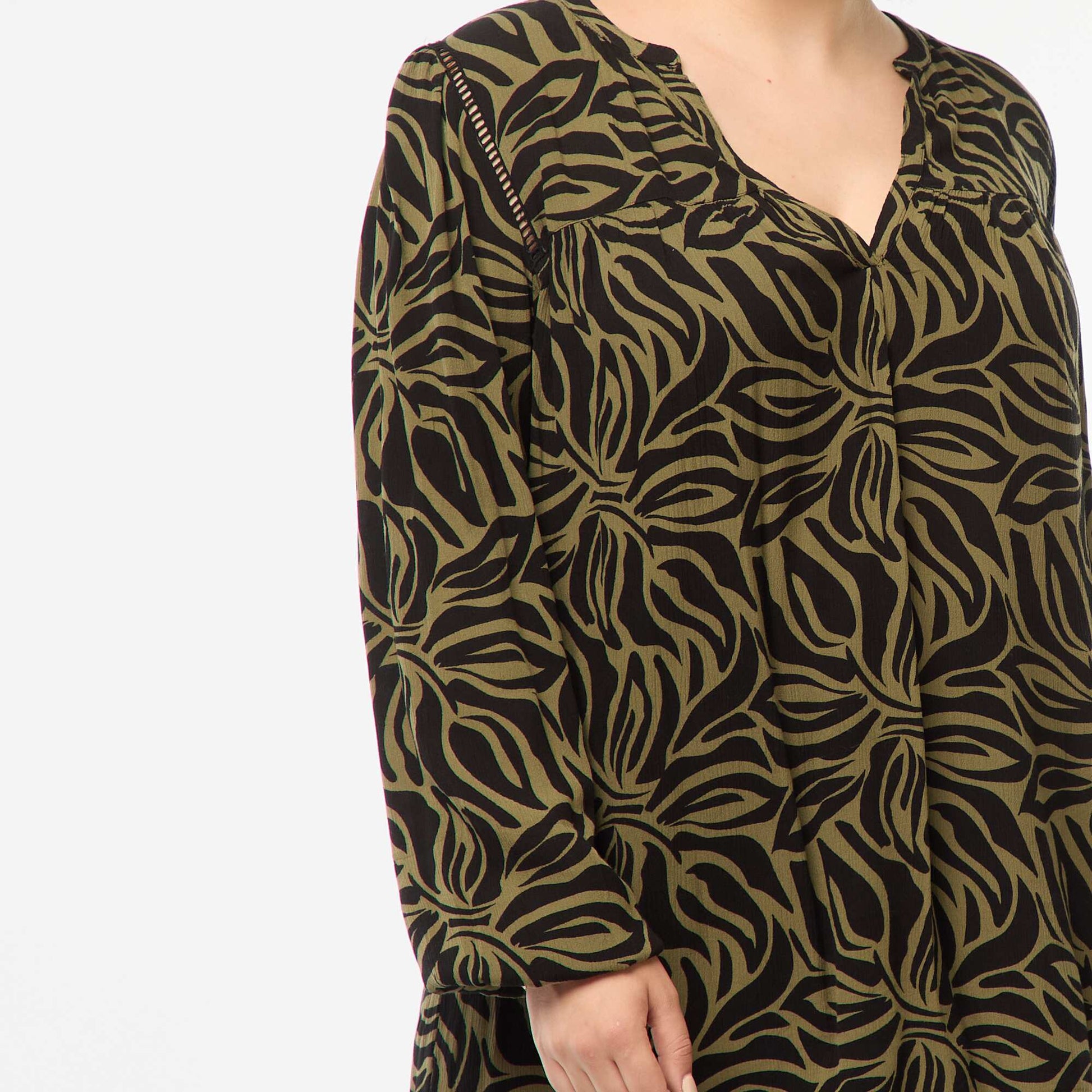 Blouse fluide imprimée en maille crêpe VERT