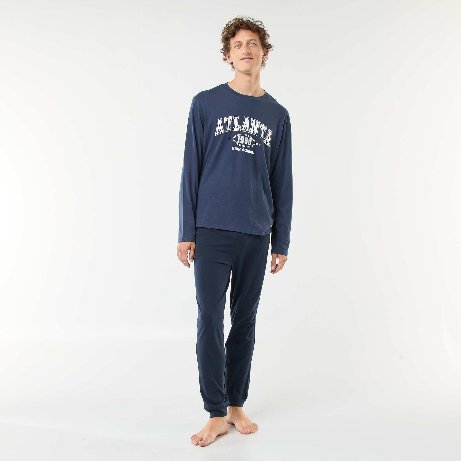 Ensemble pyjama long en jersey t-shirt + pantalon - 2 pièces BLEU