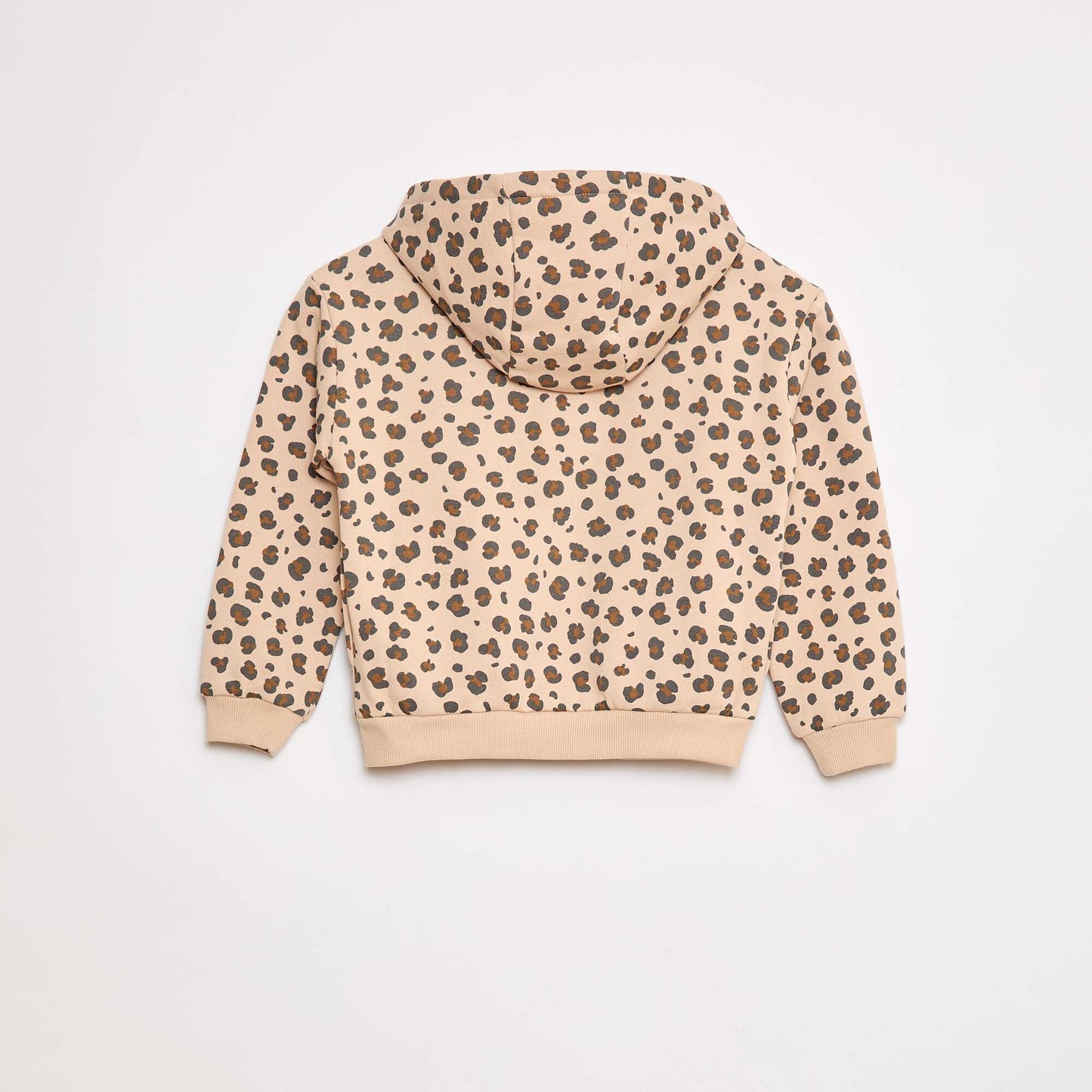 Sweat zippé à capuche avec imprimé BEIGE