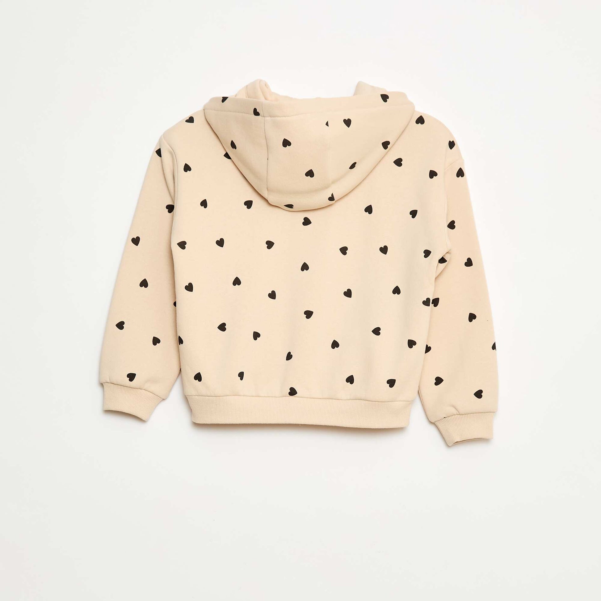 Sweat zippé à capuche avec imprimé BEIGE