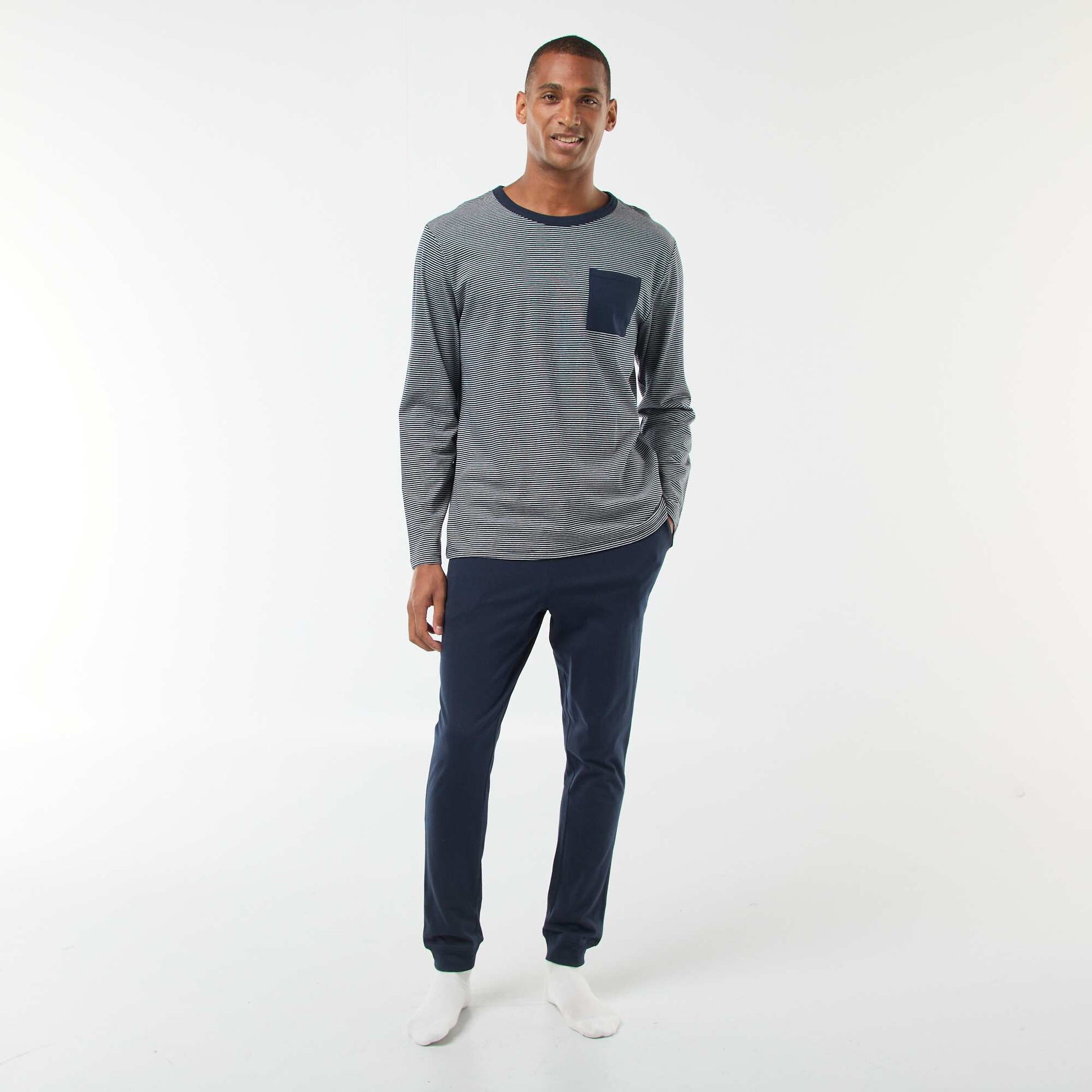 Ensemble pyjama long t-shirt + pantalon - 2 pièces BLEU