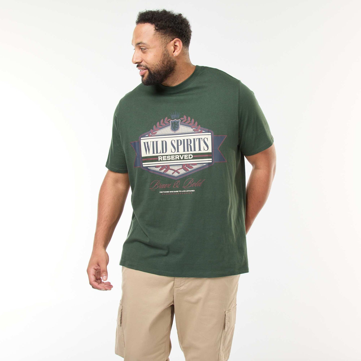 T-shirt imprimé à manches courtes et col rond VERT