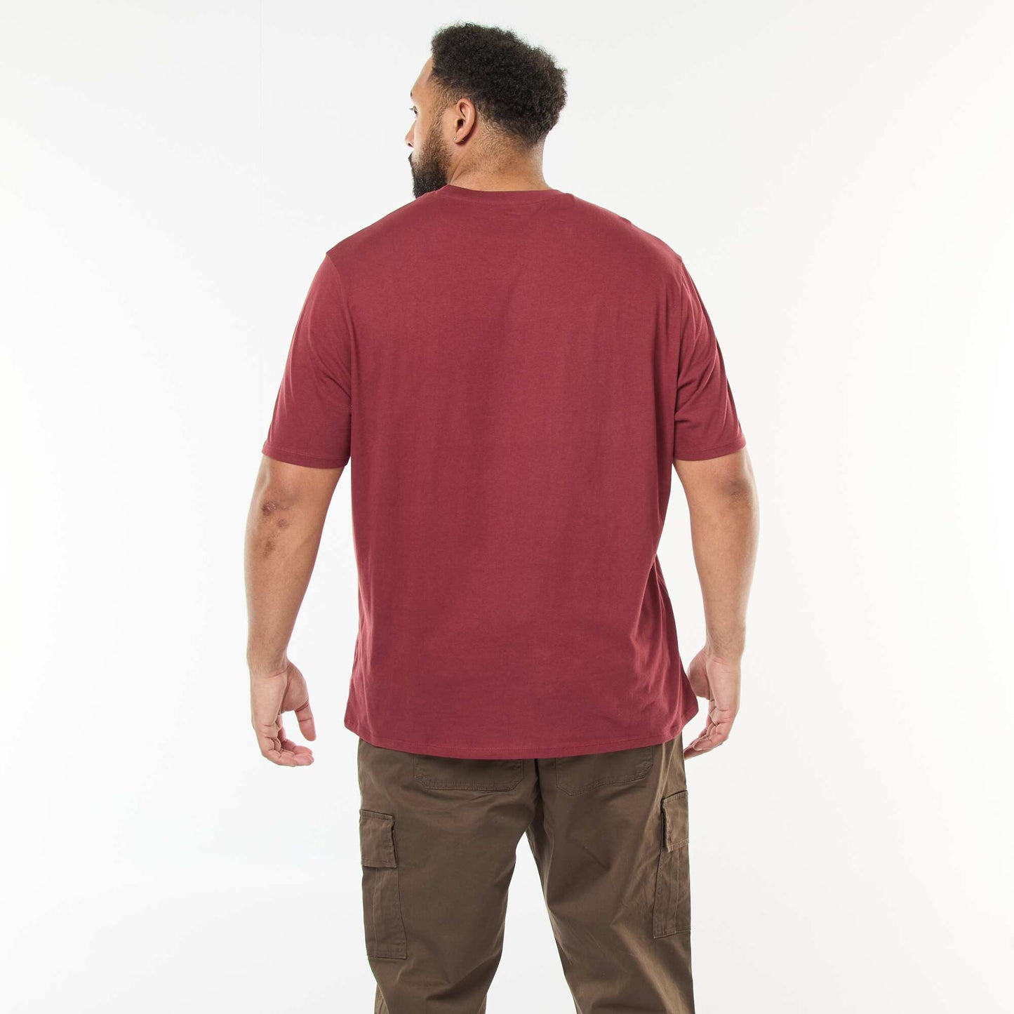 T-shirt imprimé à manches courtes et col rond ROUGE
