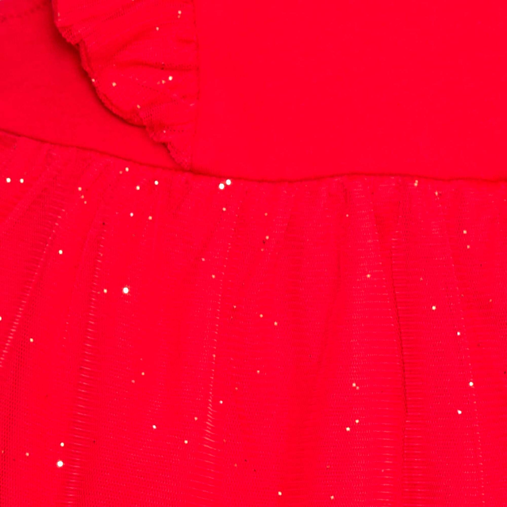 Robe sans manche volantée unie ROUGE
