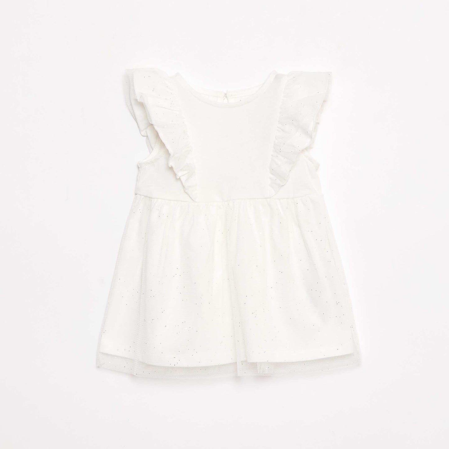 Robe sans manche volantée unie BLANC
