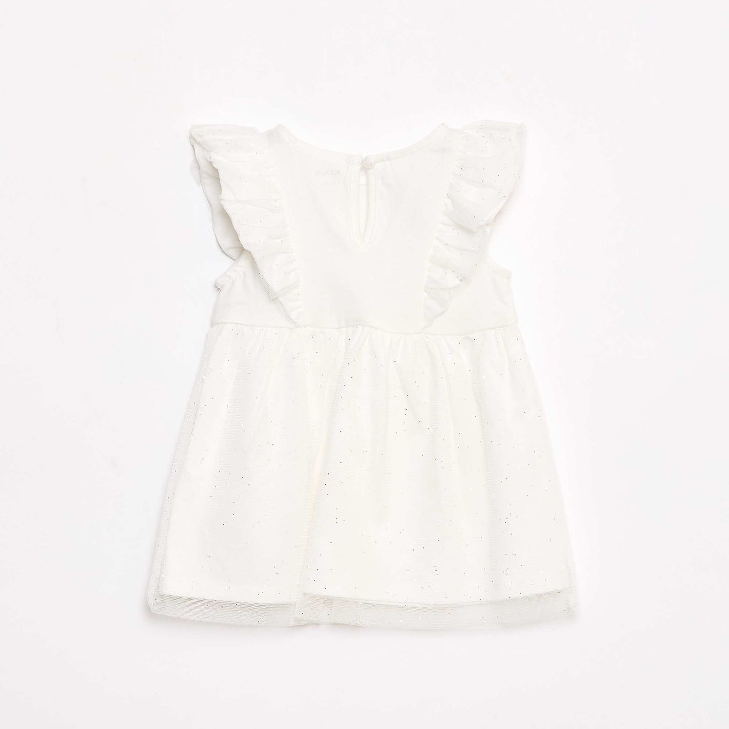 Robe sans manche volantée unie BLANC