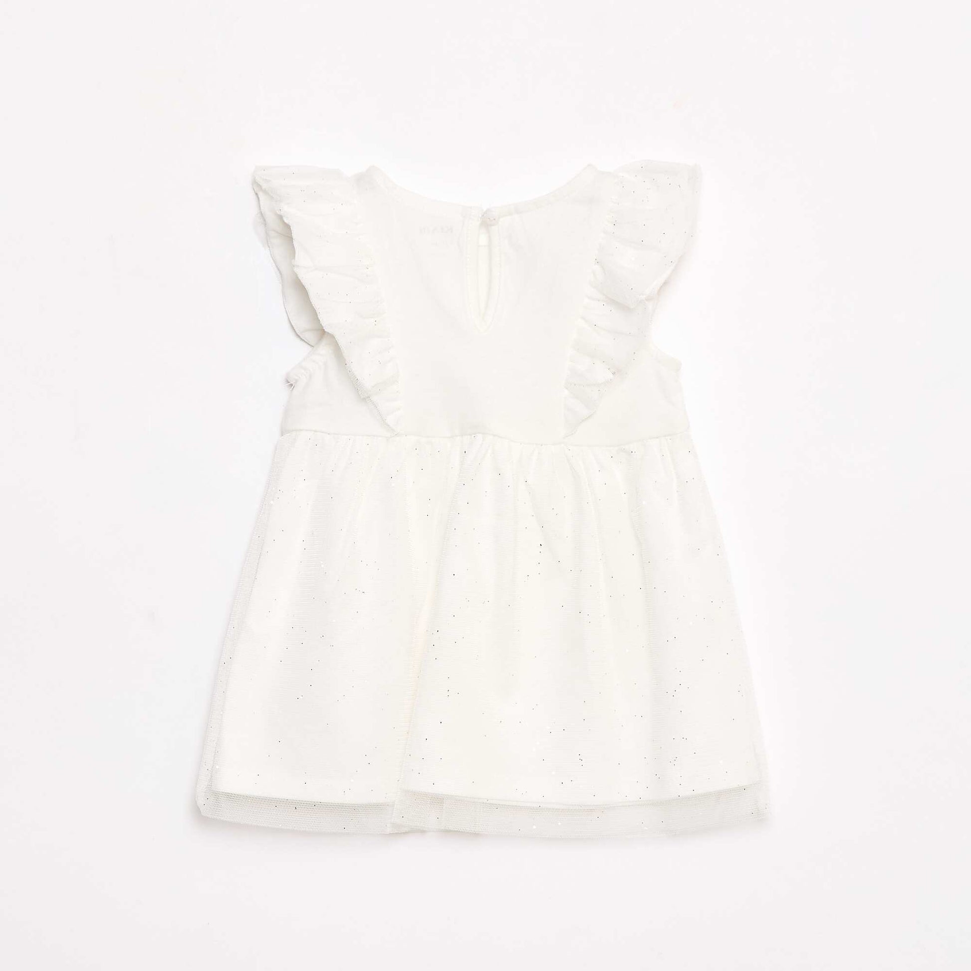 Robe sans manche volantée unie BLANC