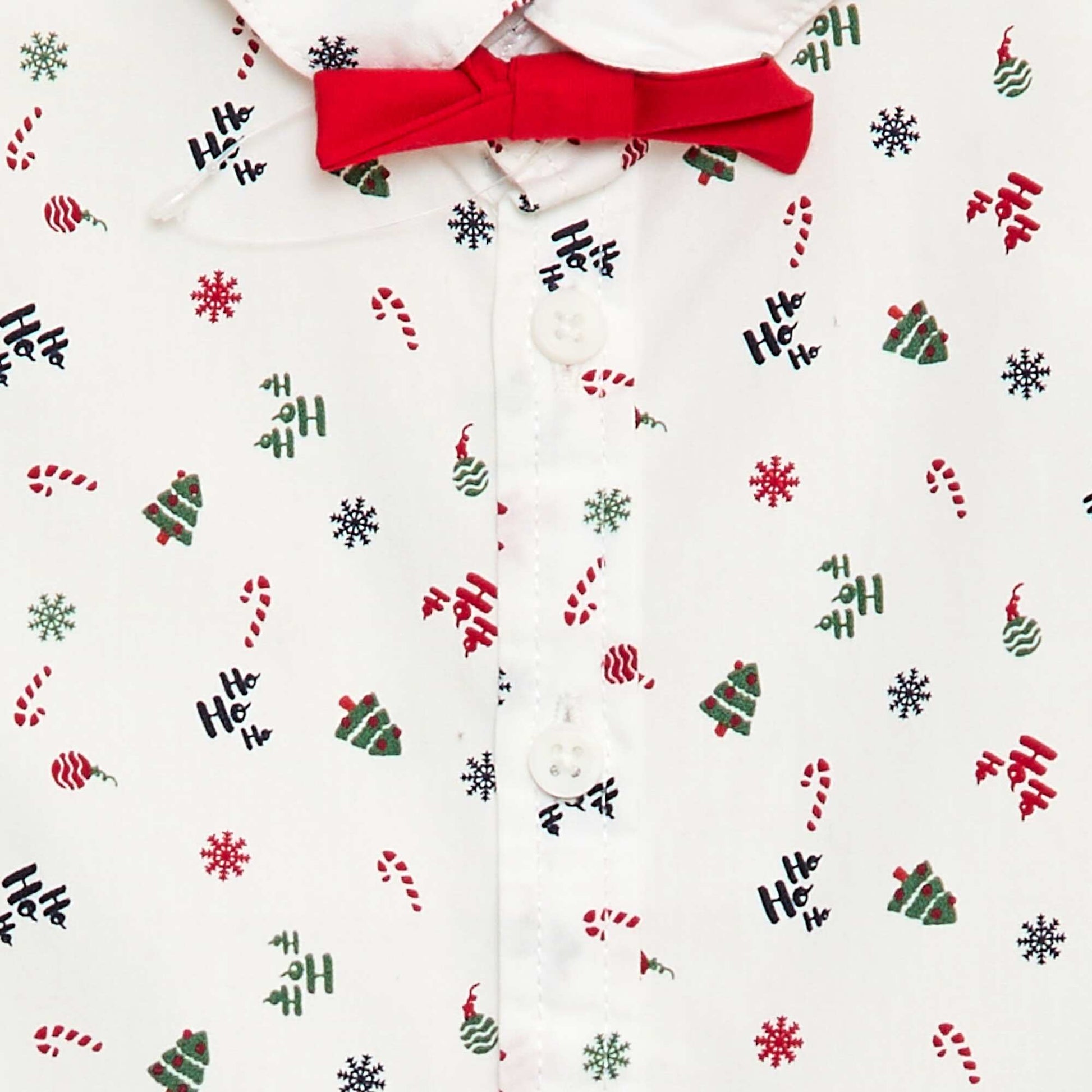Chemise imprimée 'Noël' avec nœud papillon en coton BLANC