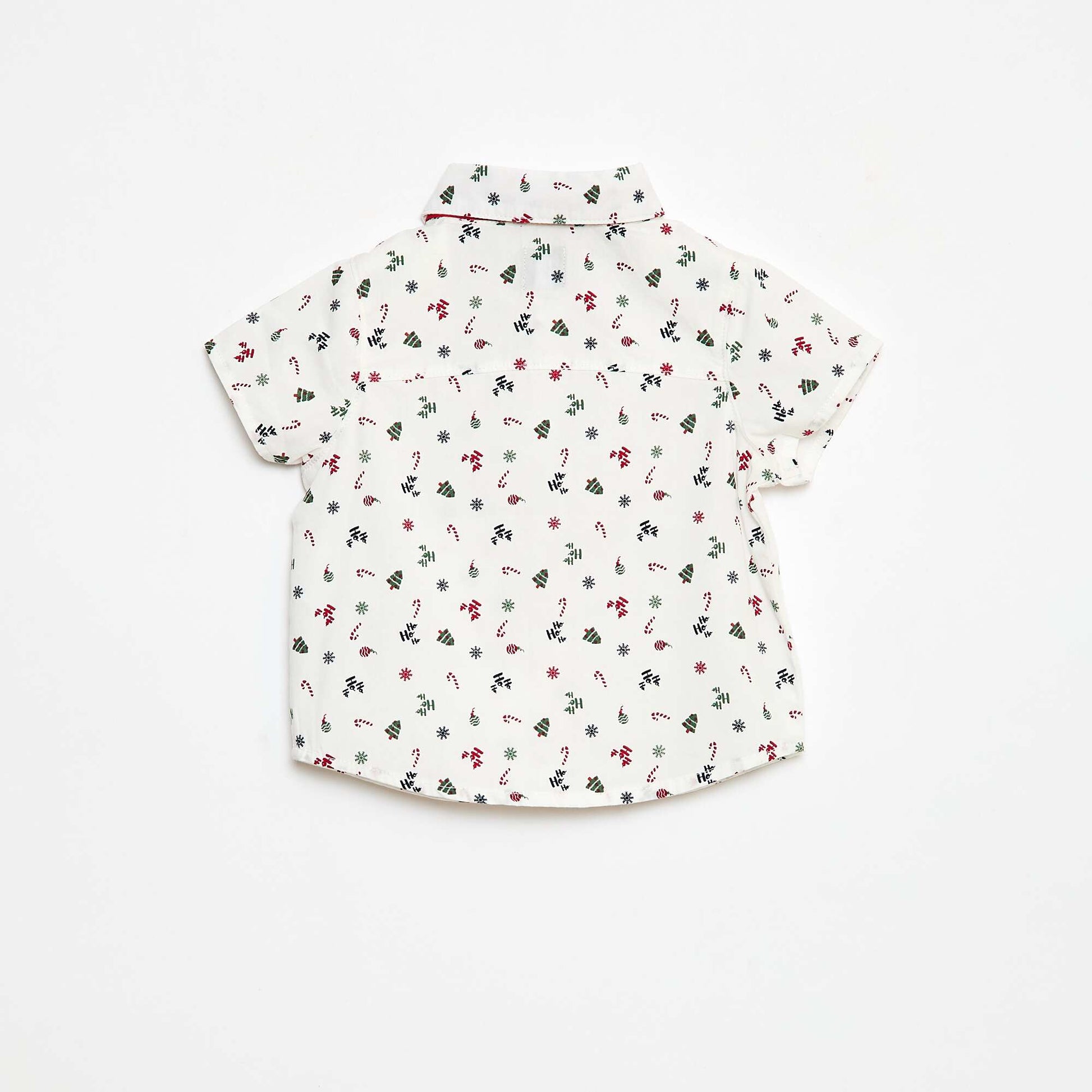 Chemise imprimée 'Noël' avec nœud papillon en coton BLANC