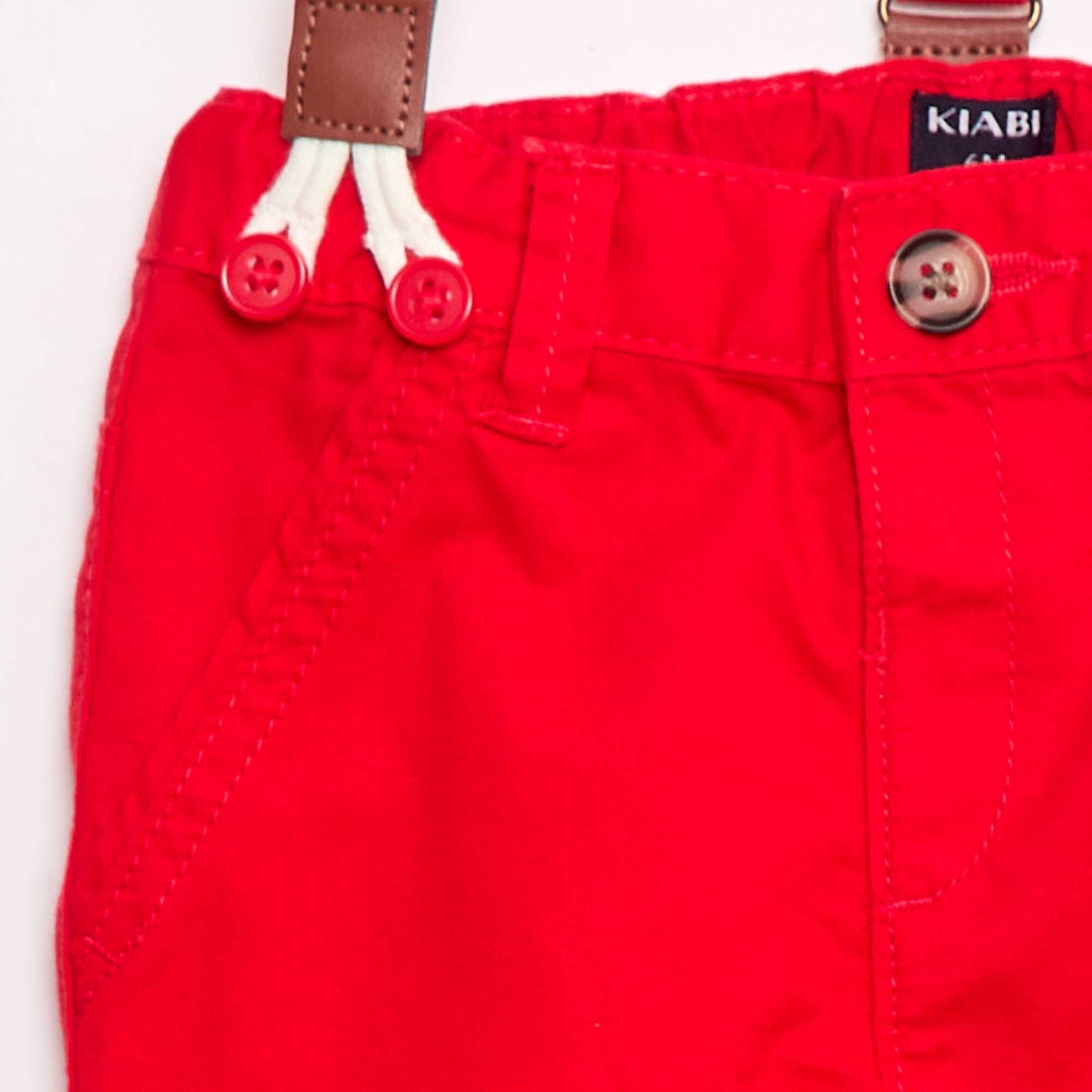 Chino à bretelles amovibles en twill ROUGE