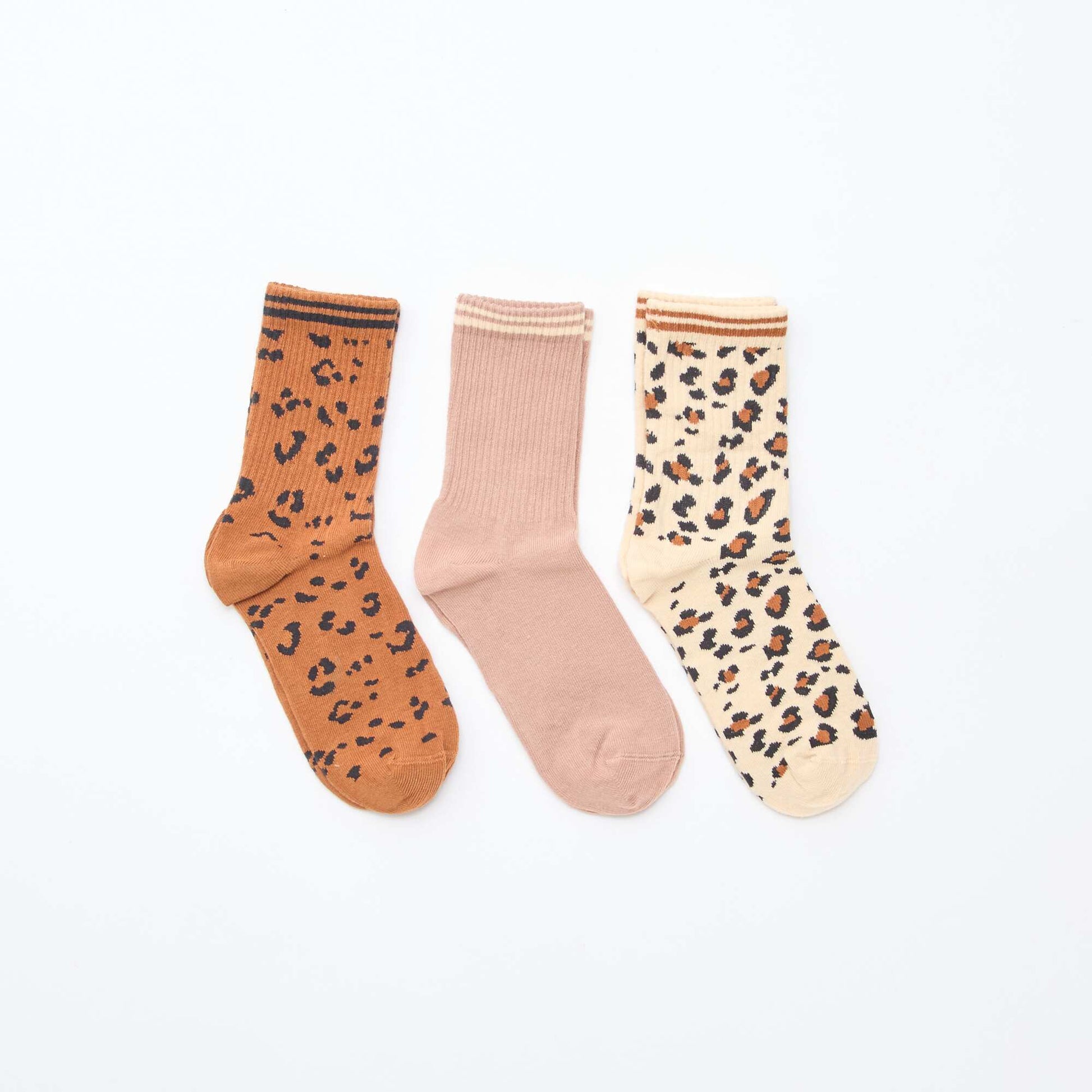 Chaussettes côtelées fantaisies MARRON