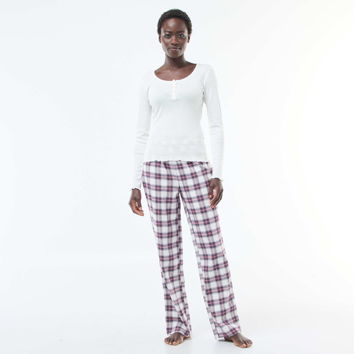 Ensemble de pyjama en flanelle de coton BLANC