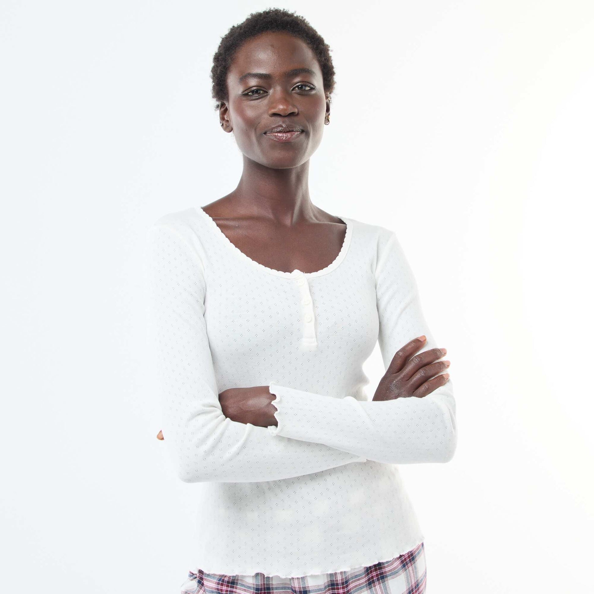 Ensemble de pyjama en flanelle de coton BLANC