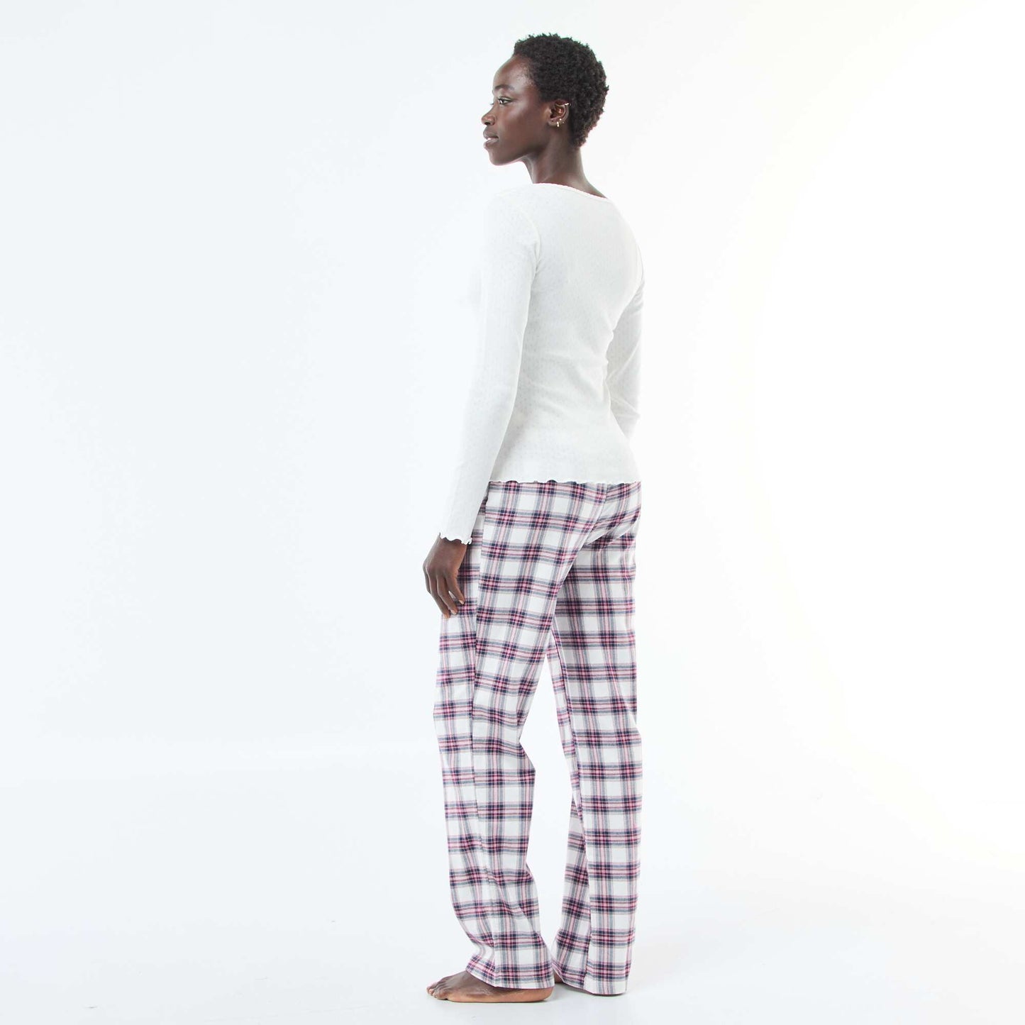 Ensemble de pyjama en flanelle de coton BLANC