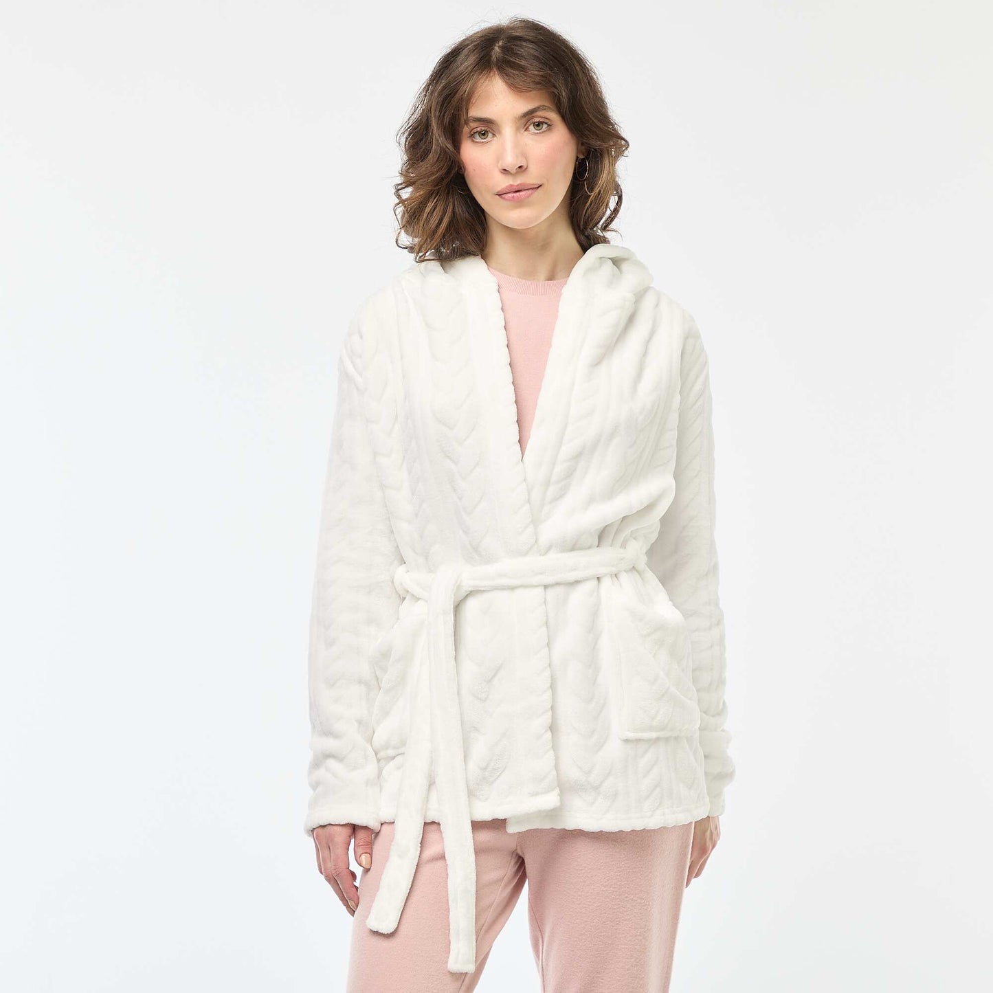 Peignoir doux en polaire BLANC