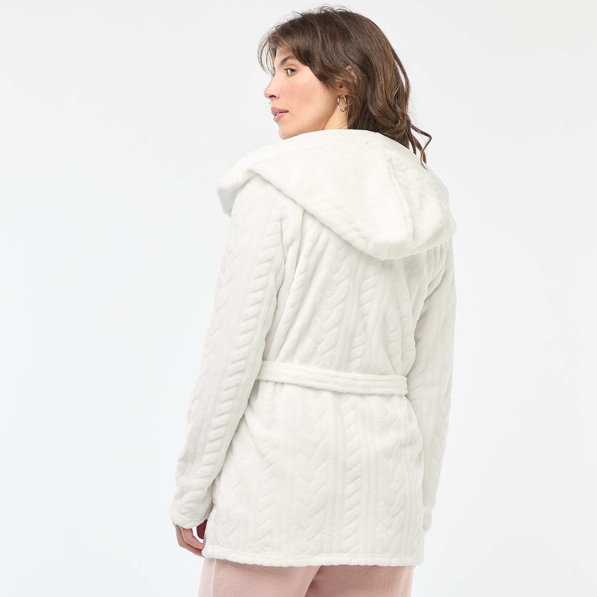 Peignoir doux en polaire BLANC