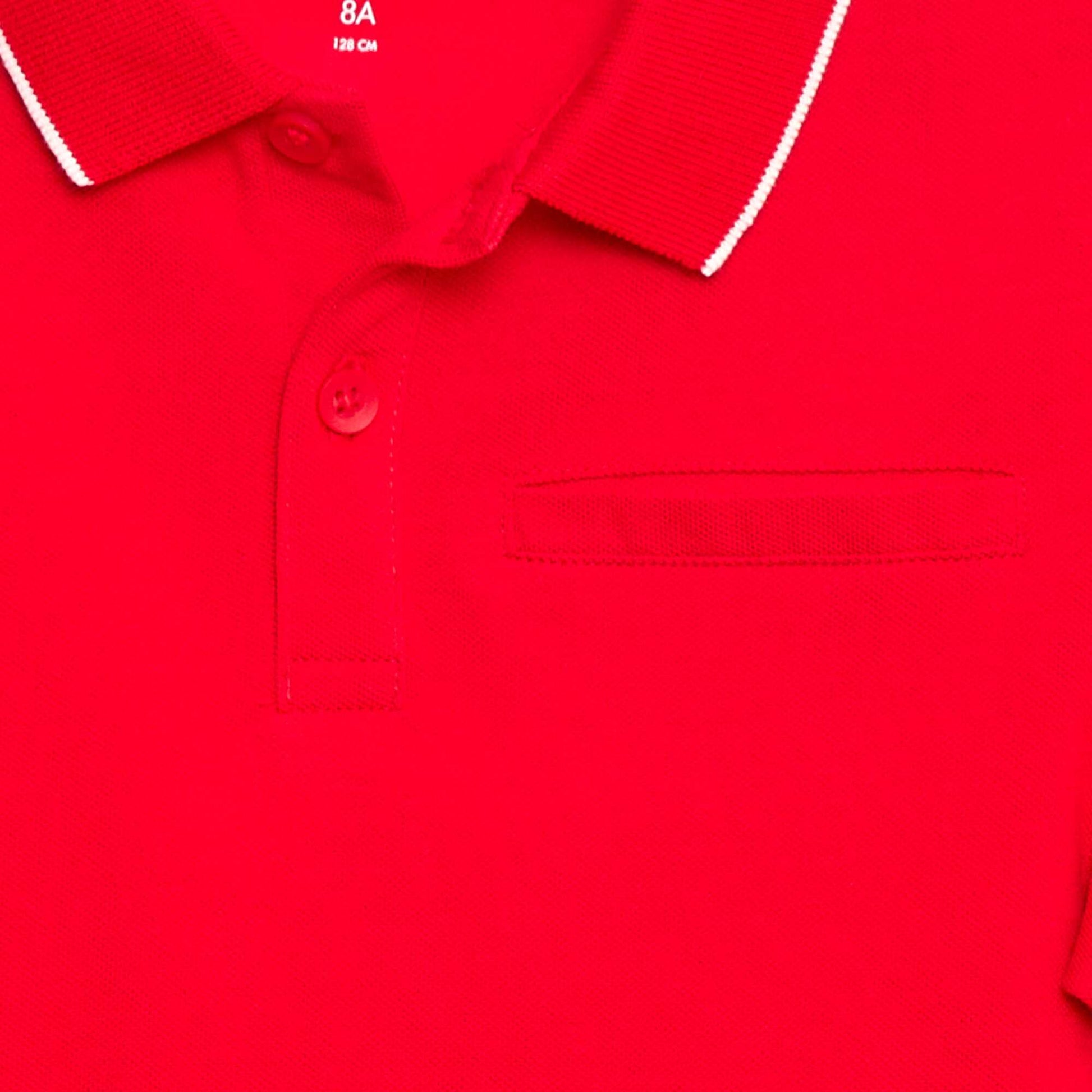Polo à liseré contrasté uni ROUGE