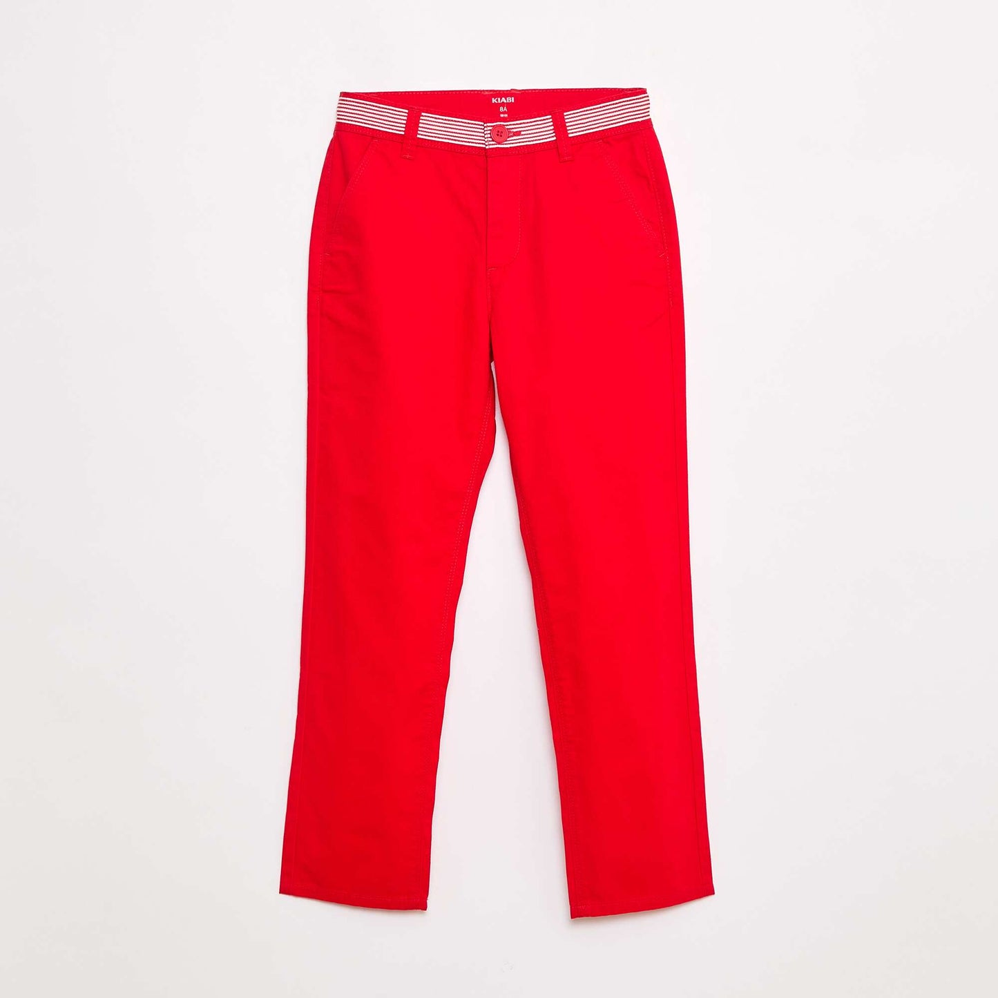Pantalon droit style 'Noël' en twill avec ceinture ROUGE