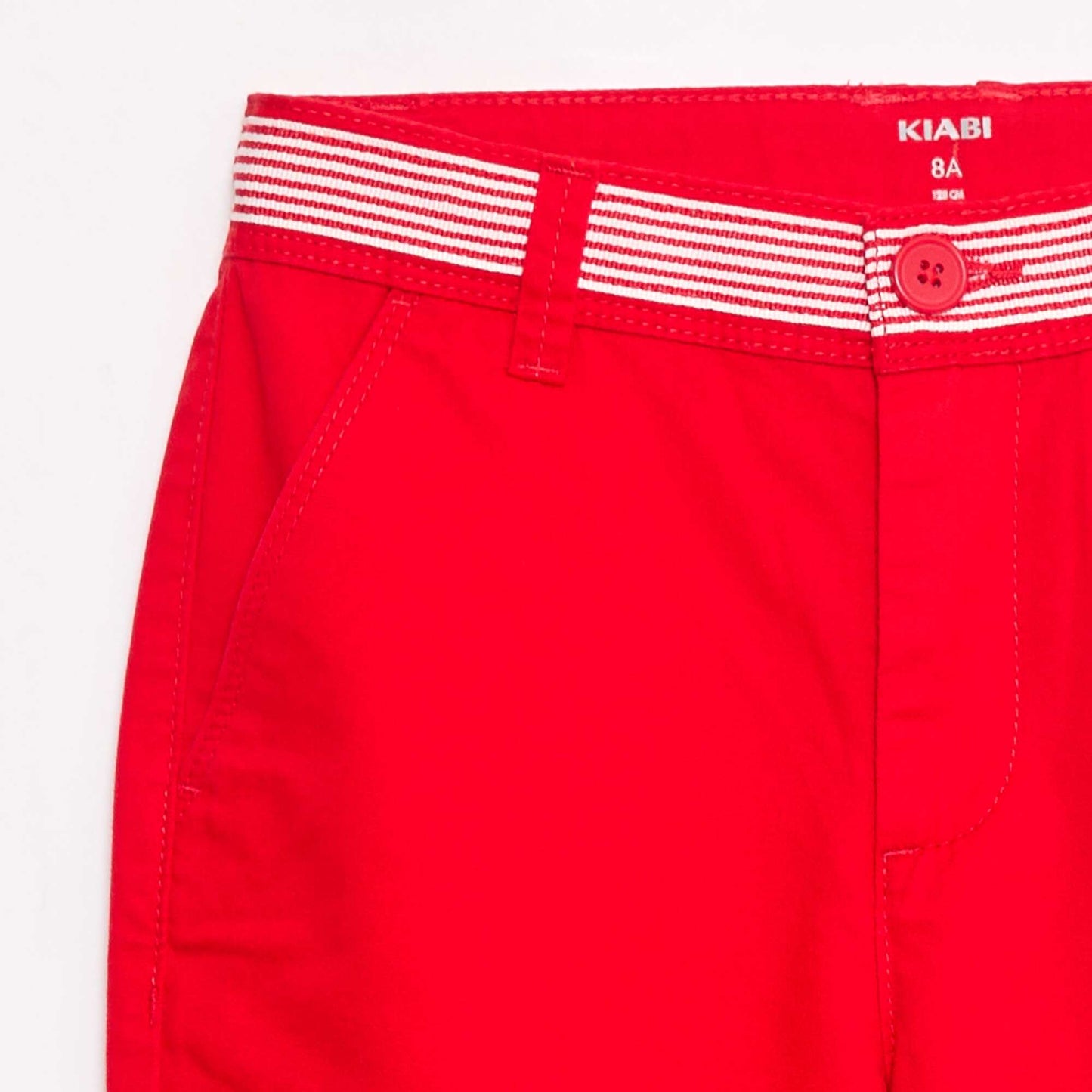Pantalon droit style 'Noël' en twill avec ceinture ROUGE