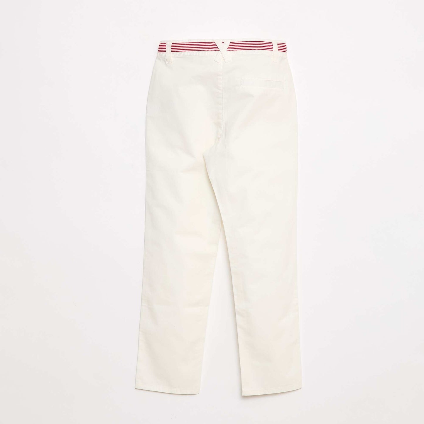 Pantalon droit style 'Noël' en twill avec ceinture BLANC