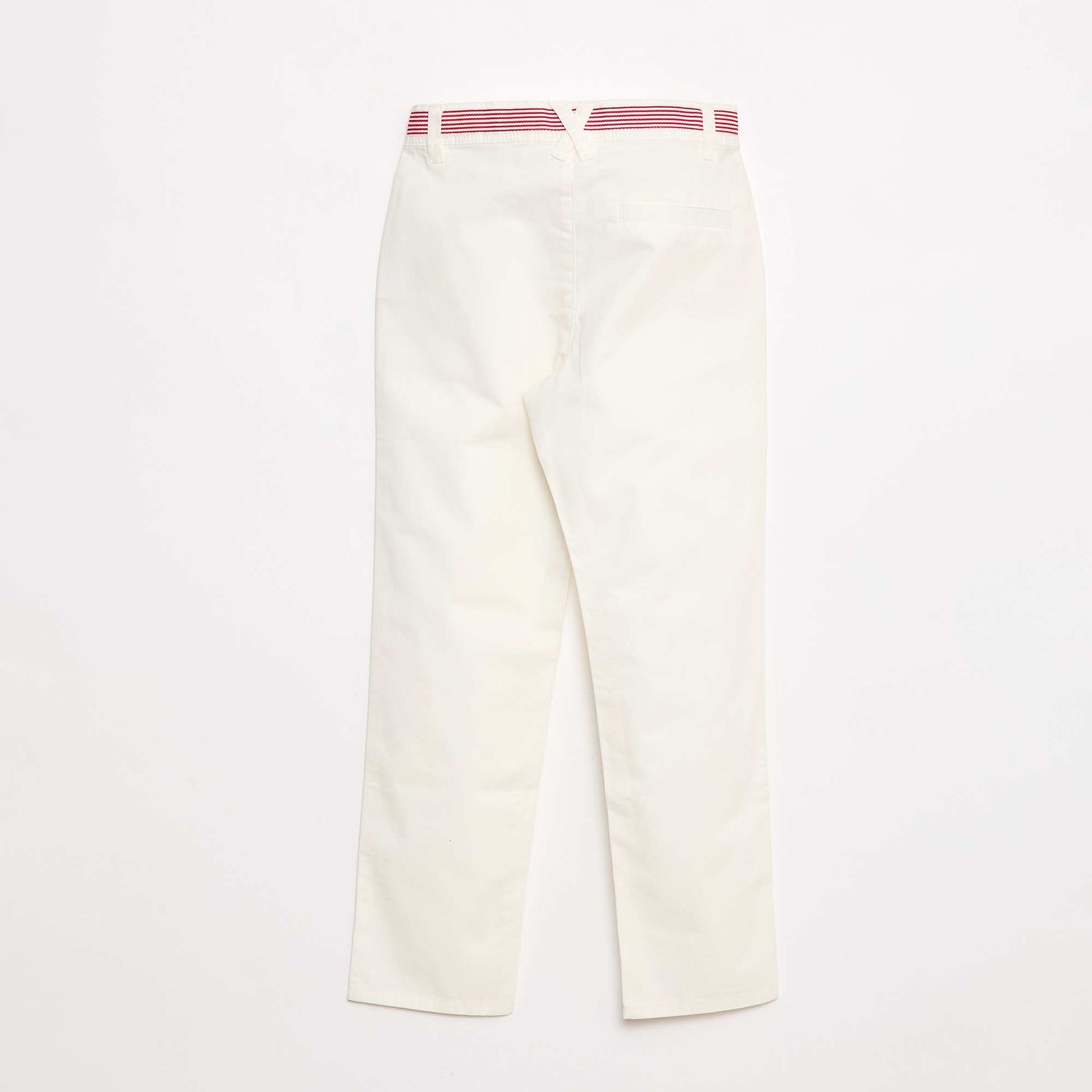 Pantalon droit style 'Noël' en twill avec ceinture BLANC