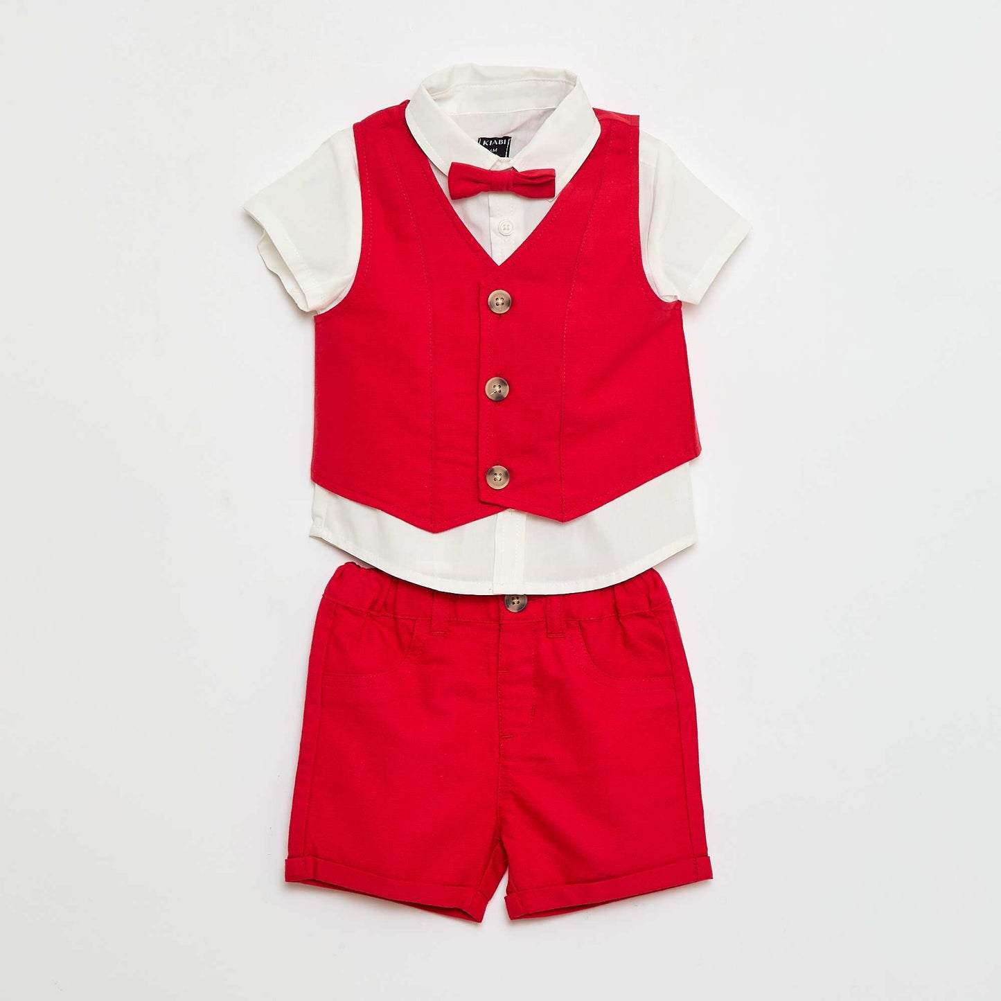 Ensemble de fête chemise + gilet de costume + noeud papillon + chino BLANC