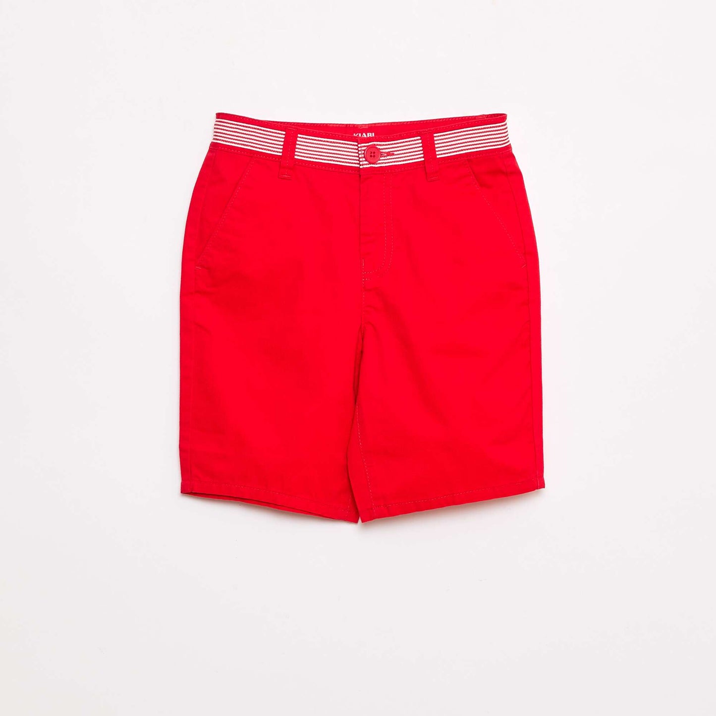Bermuda droit en twill avec liseré 'Noël' ROUGE
