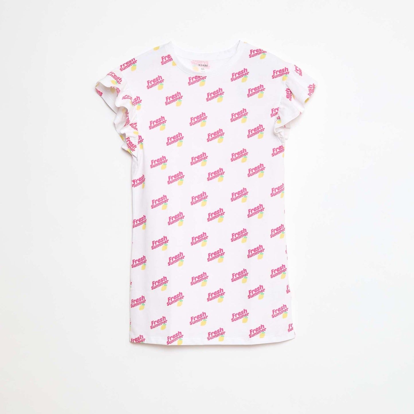 Robe imprimée fantaisie BLANC/ROSE